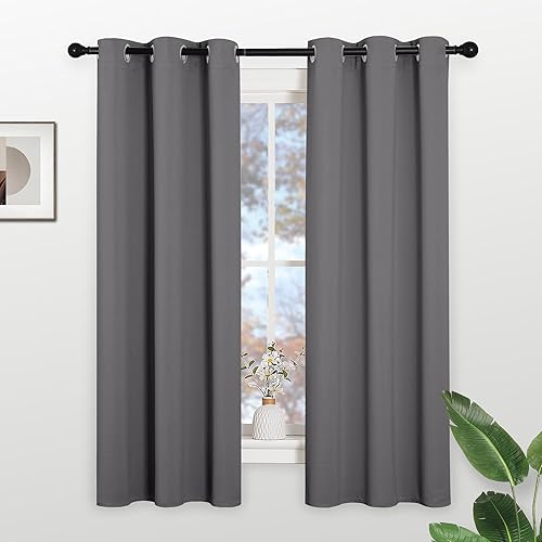 Miniatura 10 de KGORGE - Cortinas opacas grises para dormitorio 2 paneles, 42 x 63 pulgadas con ojales, cortinas de oscurecimiento de habitación con aislamiento