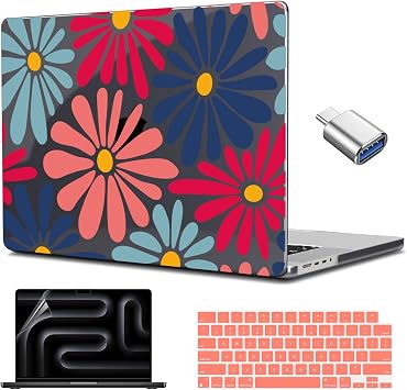CISSOOK MacBook Air 13" Case 2025 2024 2023 2022 Release M4 M3 M2 Chip, MacBook Air 13.6" A3240 A3113 A2681, Daisy Flowers Plastic Hard Shell Cover Keyboard Skin