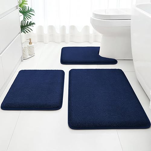 HOMEIDEAS Upgraded Bathroom Rugs Set 3 Piece, Extra Thick Absorbent