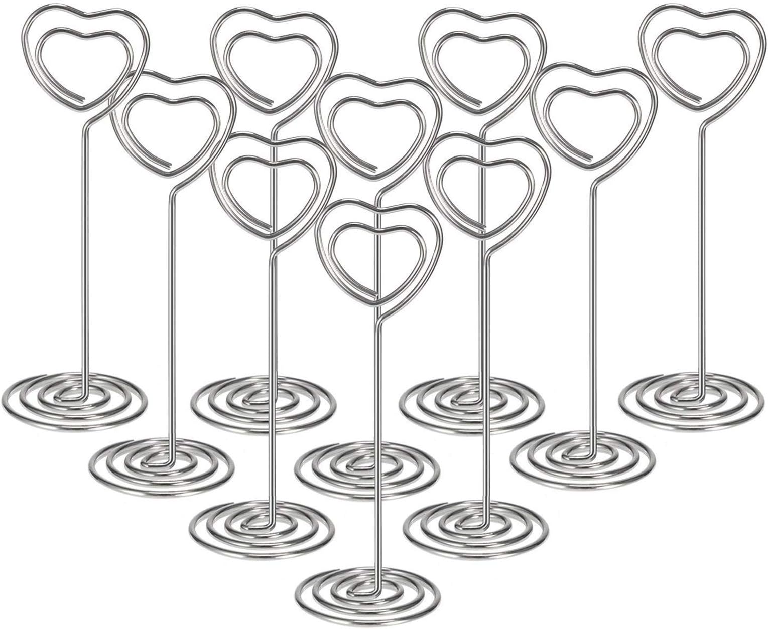 Table Card Holder Place Card Holders Table Number Stands Wire Table Picture Photo Holder Name Menu Memo Clips for Wedding Party Gatherings Banquet Office Desk 20 pcs Heart Shape