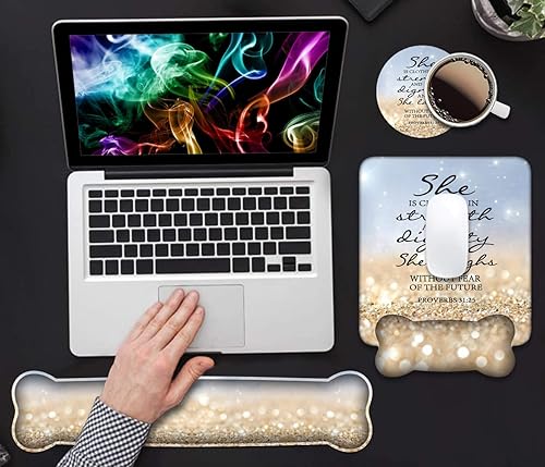 Miniatura 7 de Soporte ergonómico para reposamuñecas de gel y teclado de espuma viscoelástica, base de poliuretano de goma antideslizante para el hogar, oficina,