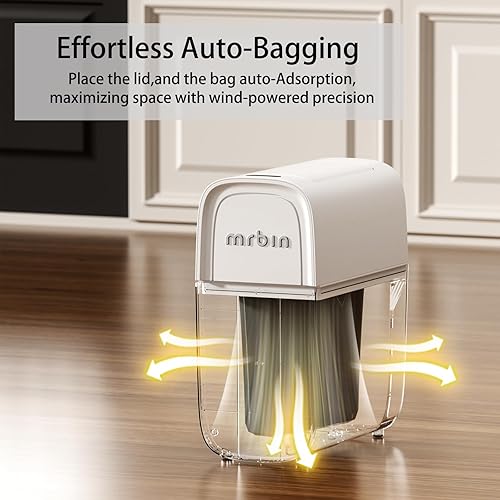 Miniatura 2 de MRBIN Bote de basura de absorción con sensor de movimiento con tapa de mariposa, cesta de basura de plástico estrecha, eléctrica y automática de 12