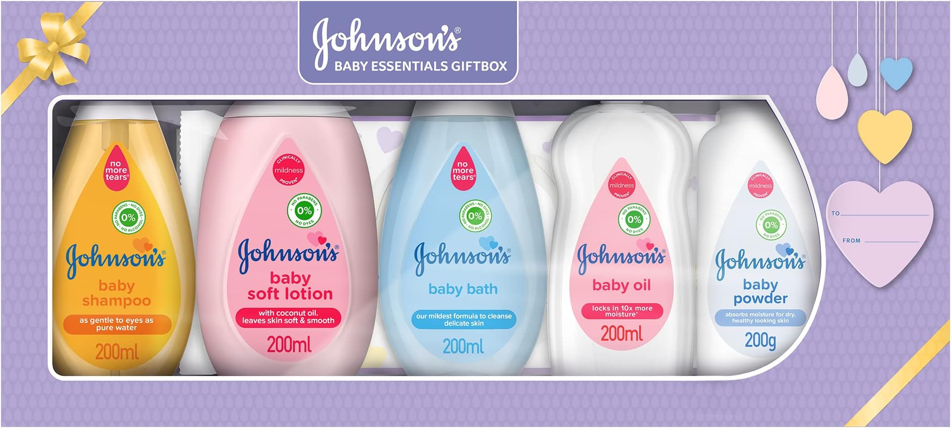 Essentials Care Gift Box, Complete Set of Baby Shampoo, Soft Lotion, Bath, Oil, Powder, and Wipes, Gentle and Nourishing for Newborns and Toddlers, 6-Piece Bundle for Everyday Care