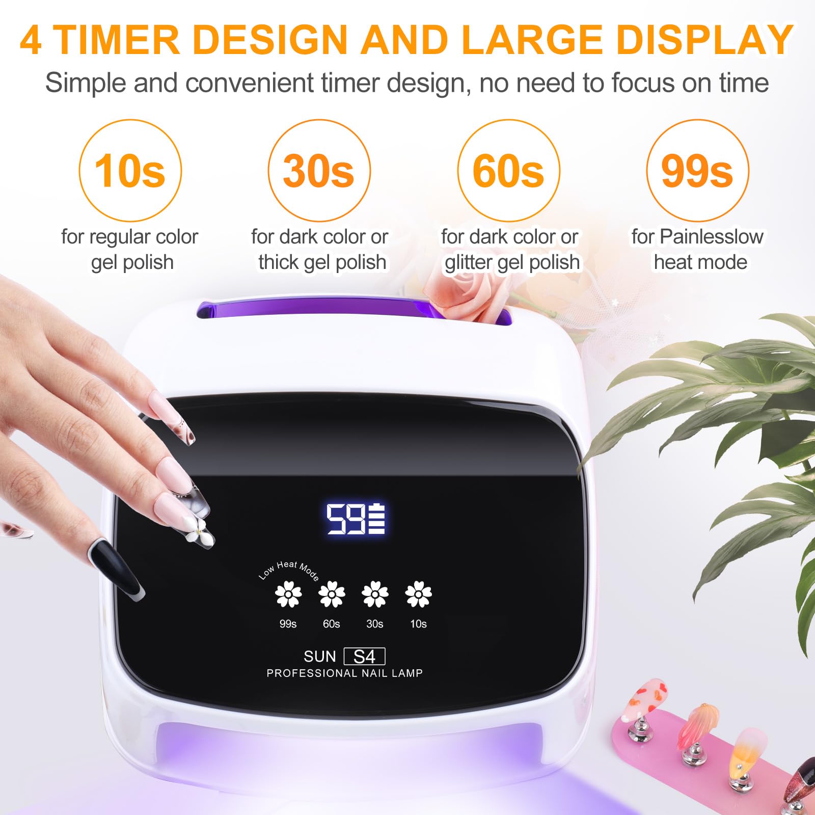 288W Cordless UV LED Nail Lamp with Auto Sensor and Timers