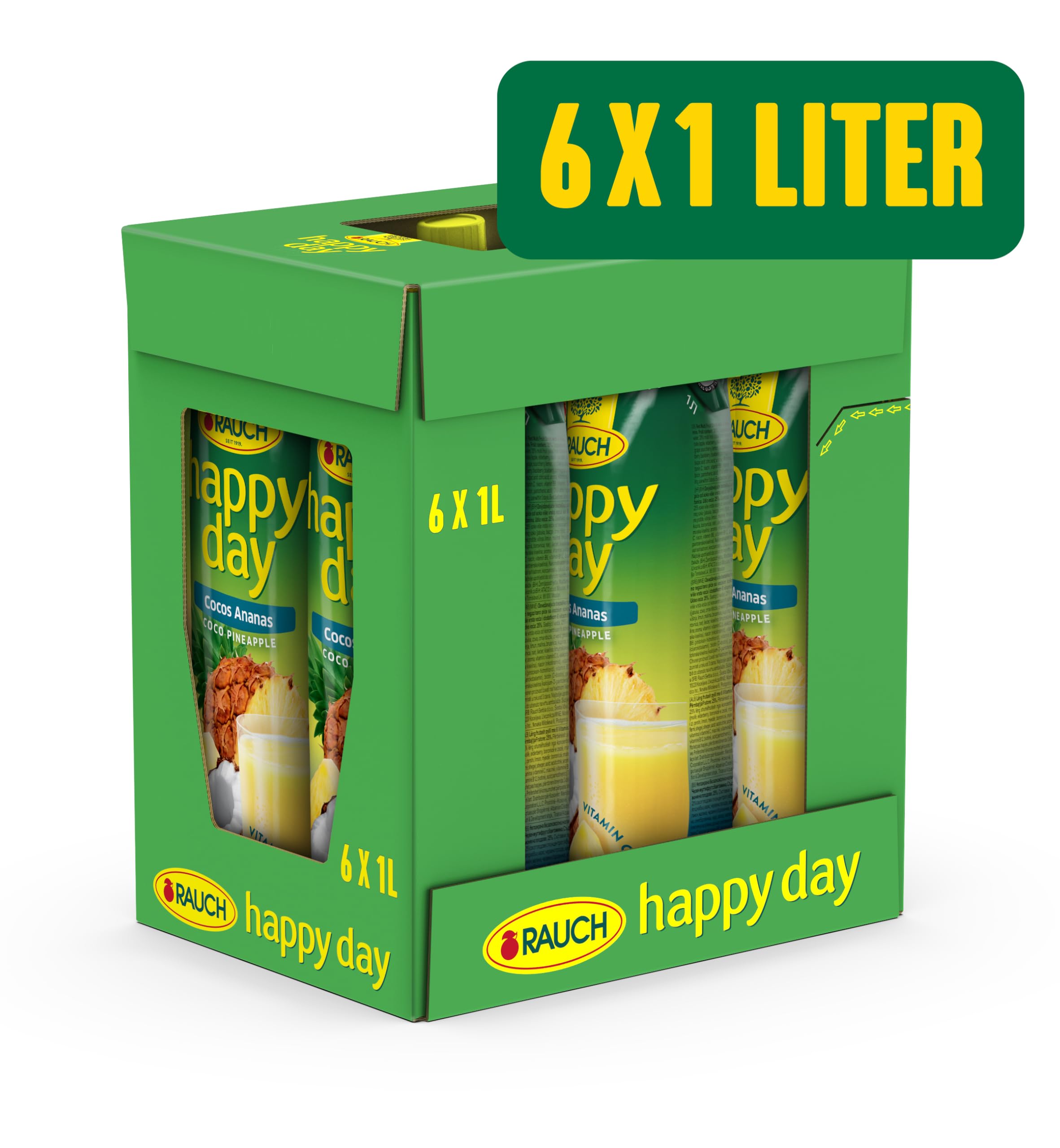 Humo Happy Day de coco piña, 6 pack (6 x 1 l)