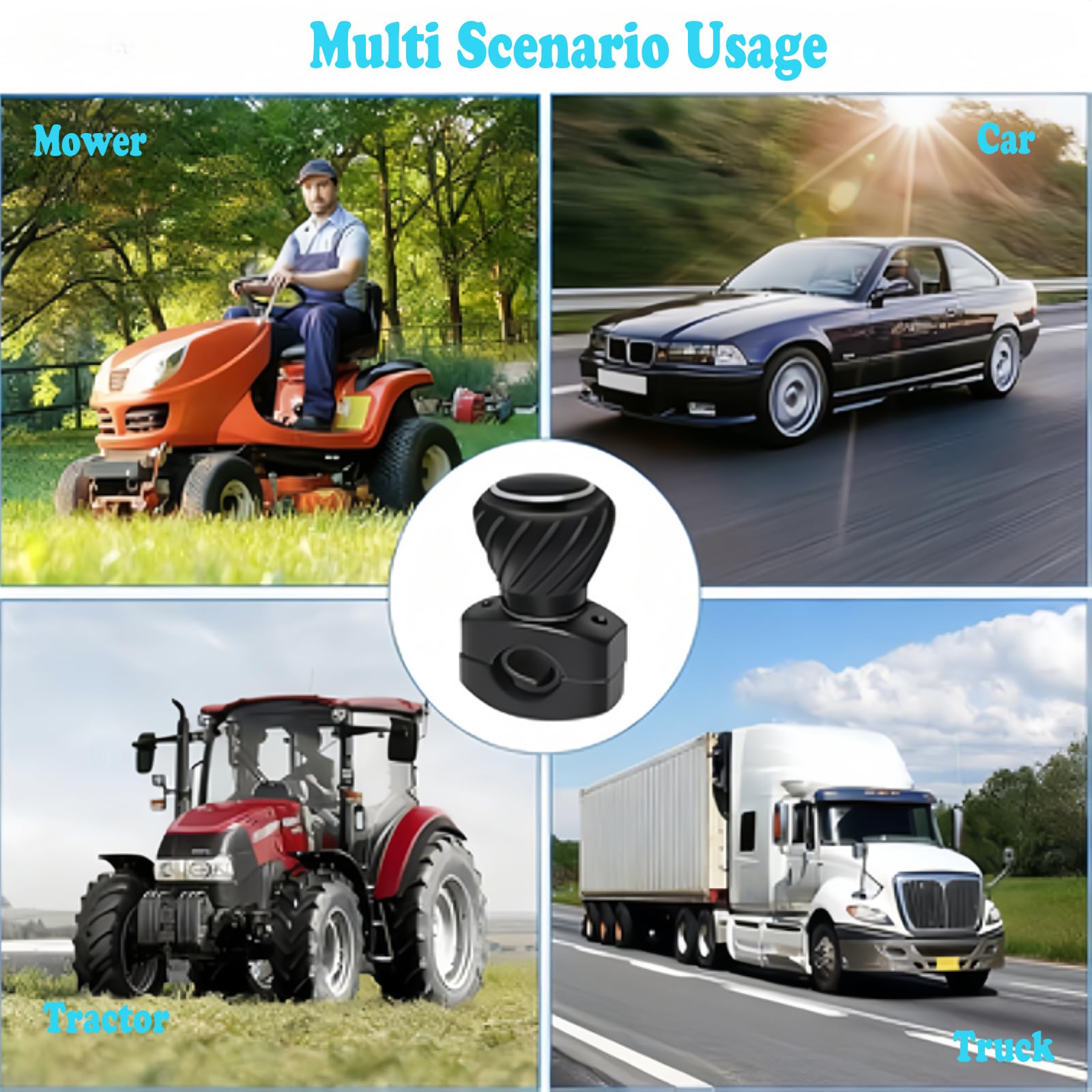 1 Pièces Bouton De Volant Boule Rotule Aide à La Direction Universel, Pommeau De Volant Universel Rotatif à 360°, Bouton Power Spinner, Pour Voiture, Camion, Bateau (Noir)
