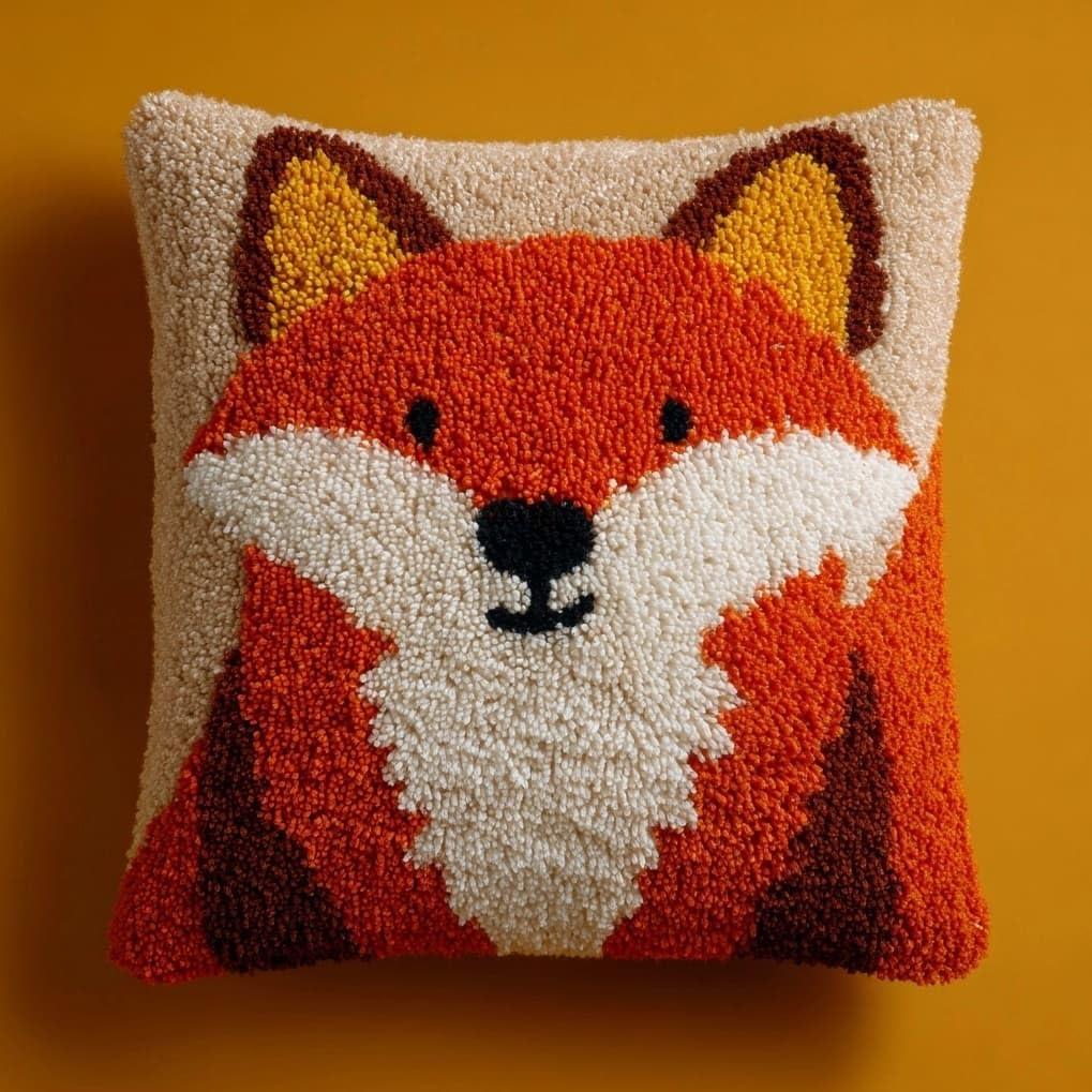 AxiangziK Handmade Latch Hook Cushion Kit 17x17 Inch,Cute Fox