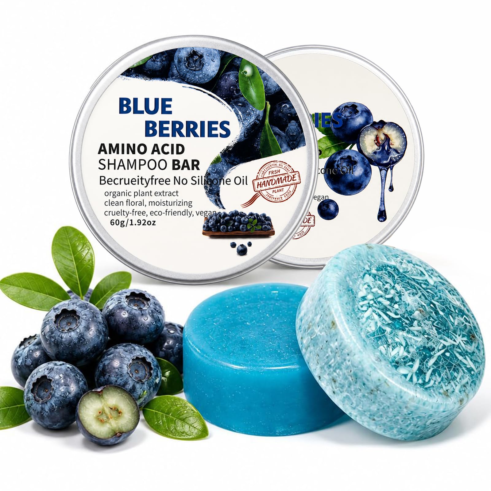 Blueberry Fields Shampoo & Conditioner, for Hair Strengthening | Blueberry Organics Shampoo Bar Hair Care Bundl,Strengthening, Thickening & Volumizing