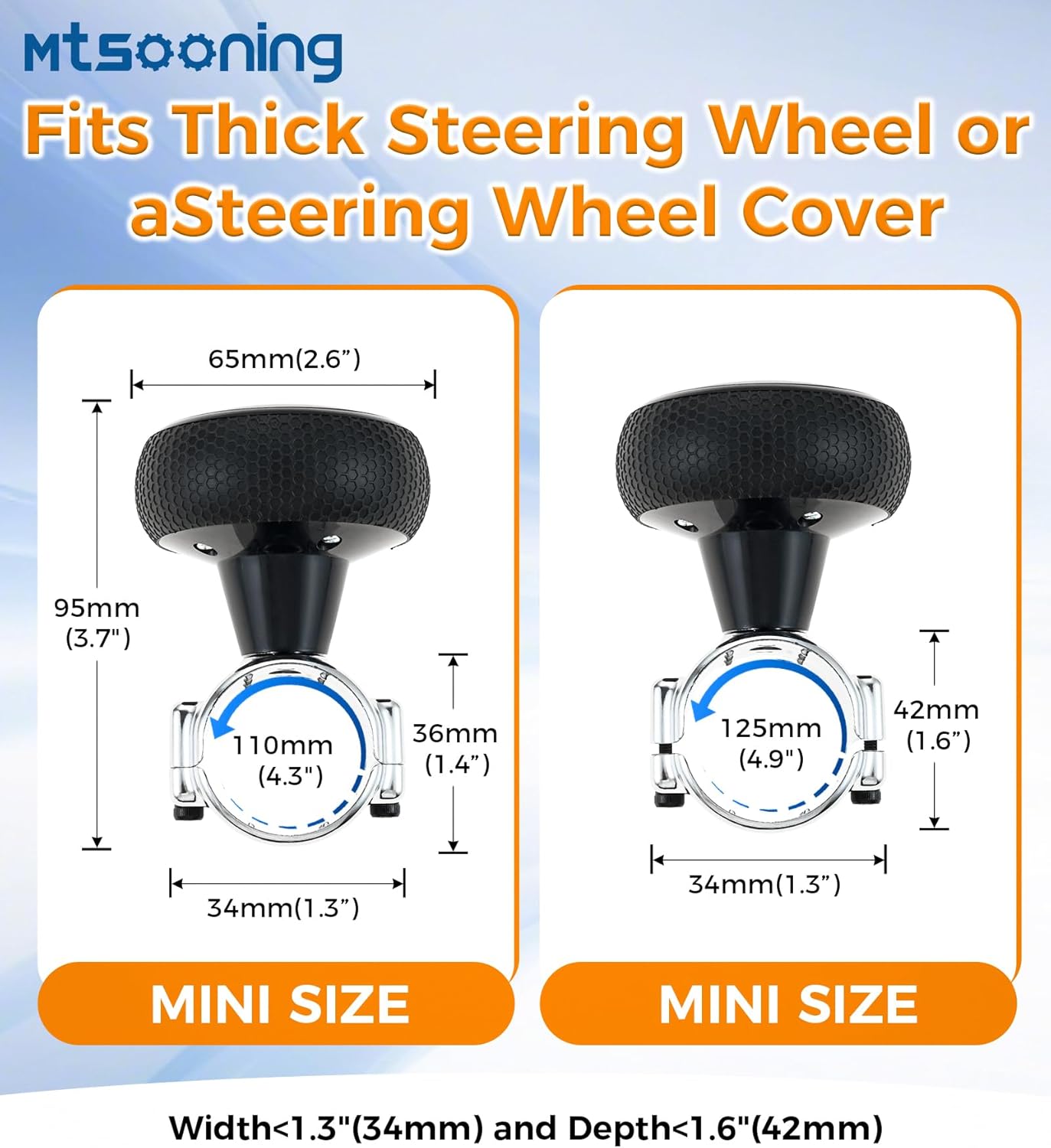 Mtsooning Truck Steering Wheel Knob,Vehicle Steering Wheel Rotator Ball Durable Suicide knob for Thick Steering Wheels for Heavy Duty, for Vans, Pickup Trucks, Semi,etc