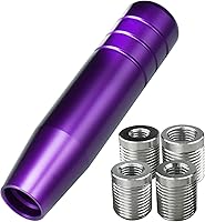 YCOOIFO 5.12" Purple Long Shift Knob - Lightweight Aluminum Alloy Universal Gear Shifter with M8/M10/M12 Adapters for Manual Cars Trucks SUVs