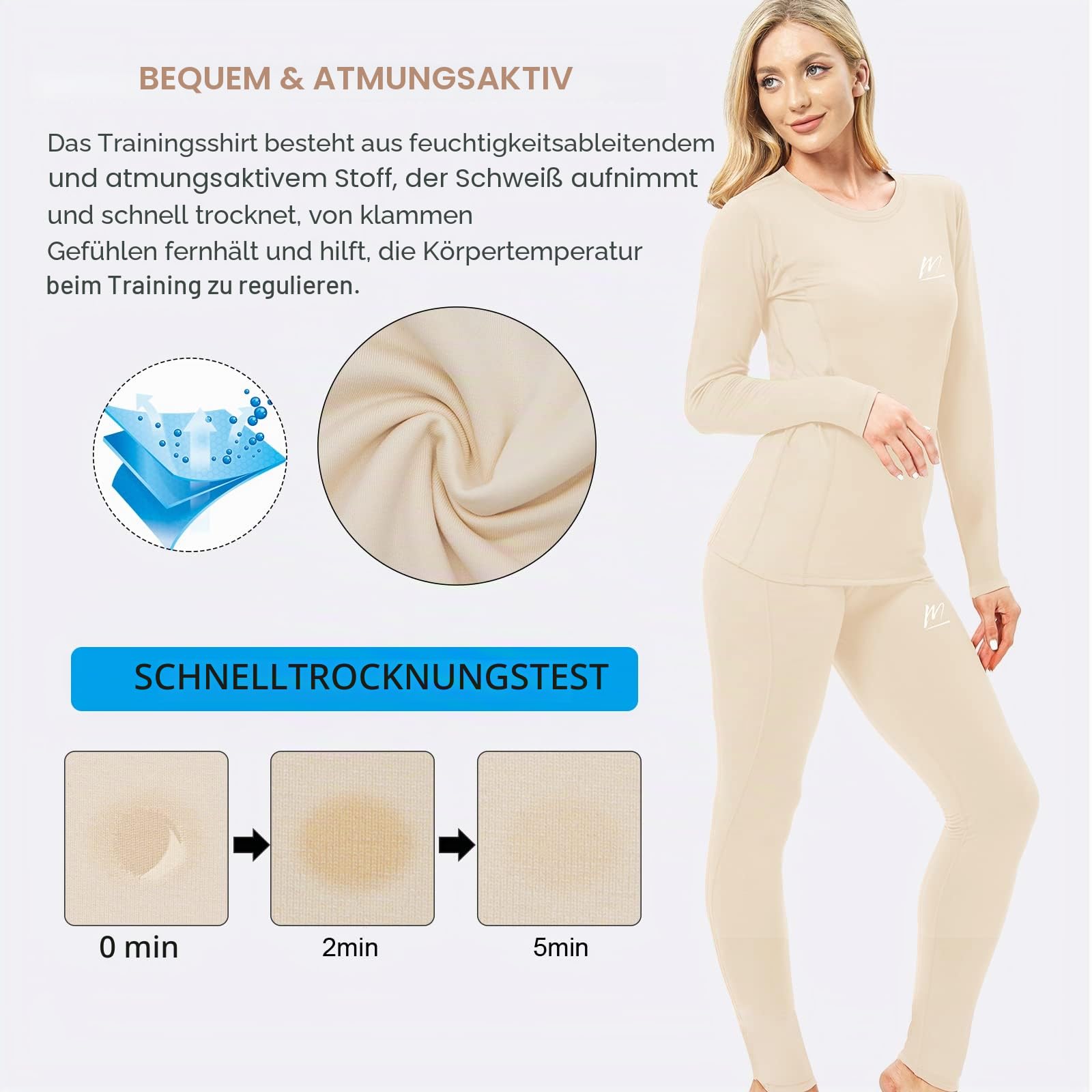Damen Thermo Unterhemd Oberteile Langarm Tops Unterwäsche Thermounterwäsche Base Layer Langarmshirt Laufen Basic Warme Winter