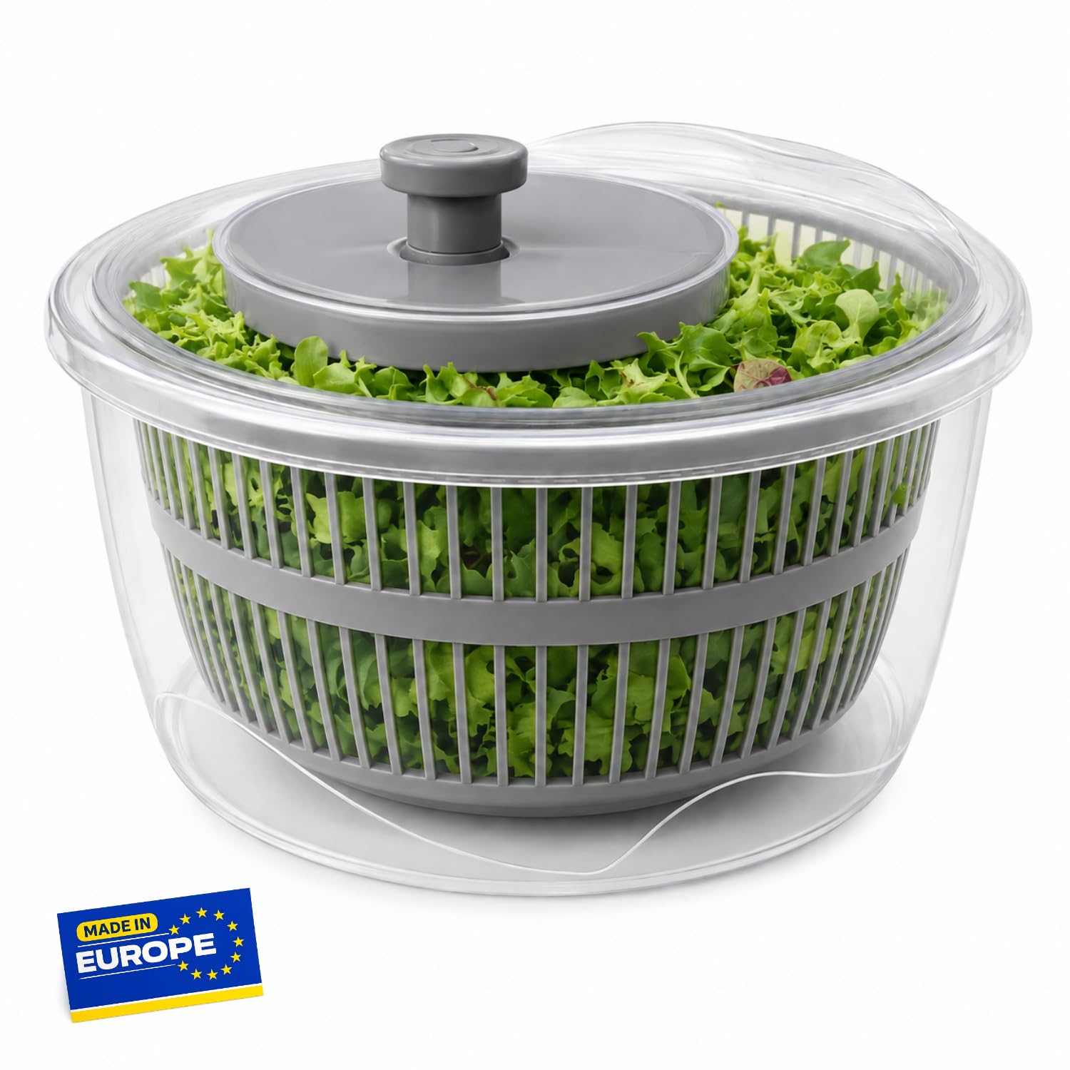 IDOBY Salad Spinner with Crank - Large Salad Centrifuge with Lid, Quick Drying of Salad & Vegetables - BPA-Free, Non-Slip