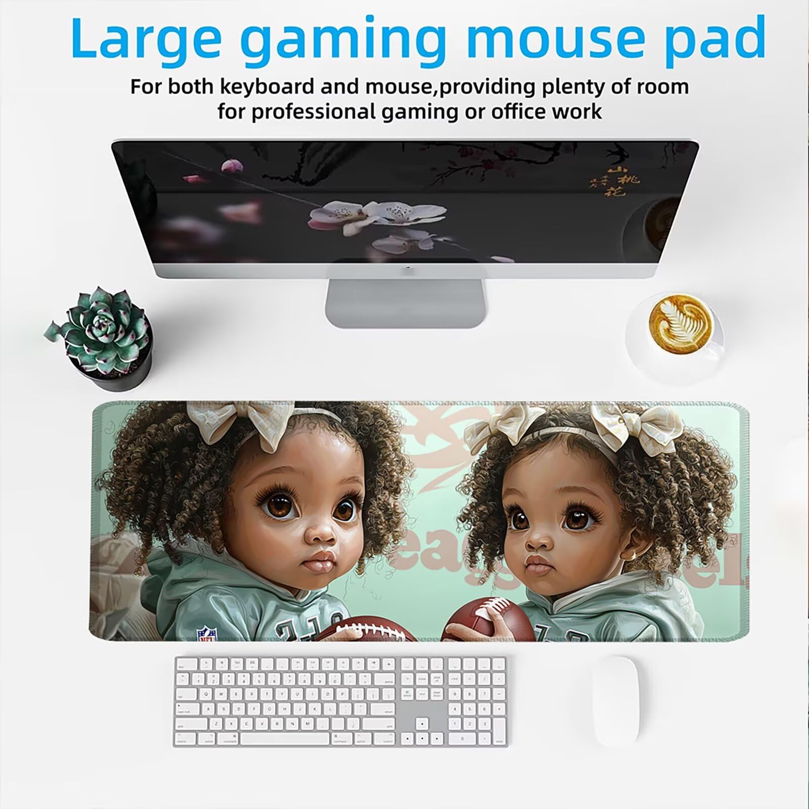 Tappetino Mouse XXL 1200x600x3mm Mouse Pad Gaming, Ragazza Carina, Mousepad Base Antiscivolo, Esteso Accessori Scrivania Tracciamento Ad Alta Precisione tappetino per Computer e Ufficio, PC, C0P-418