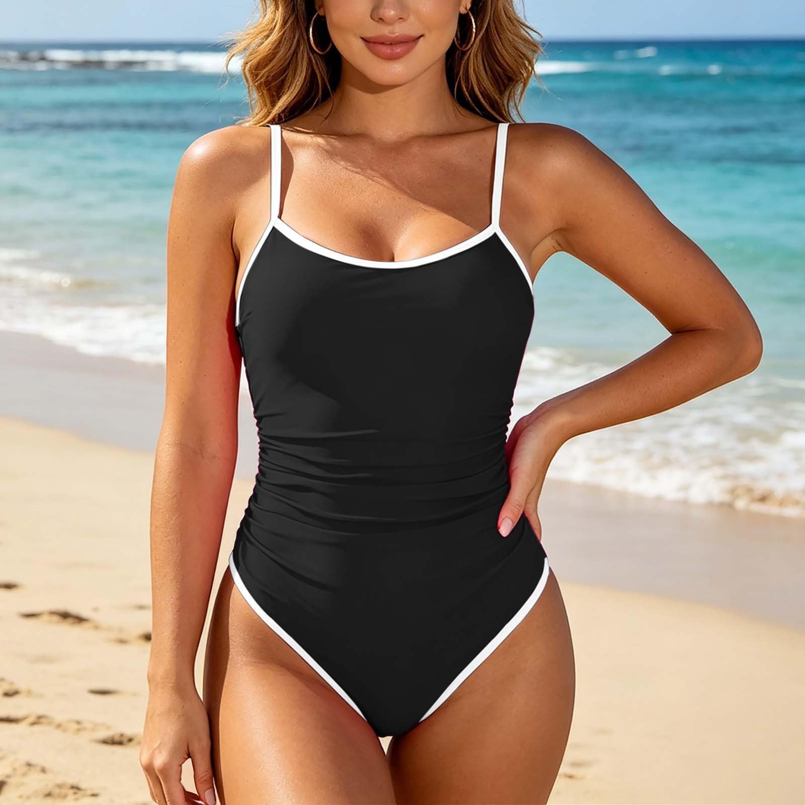Costume da bagno da donna, costume da bagno dimagrante, push up, scollo a cuore, nodo di coniglio, spiaggia, piscina, estate, controllo della pancia