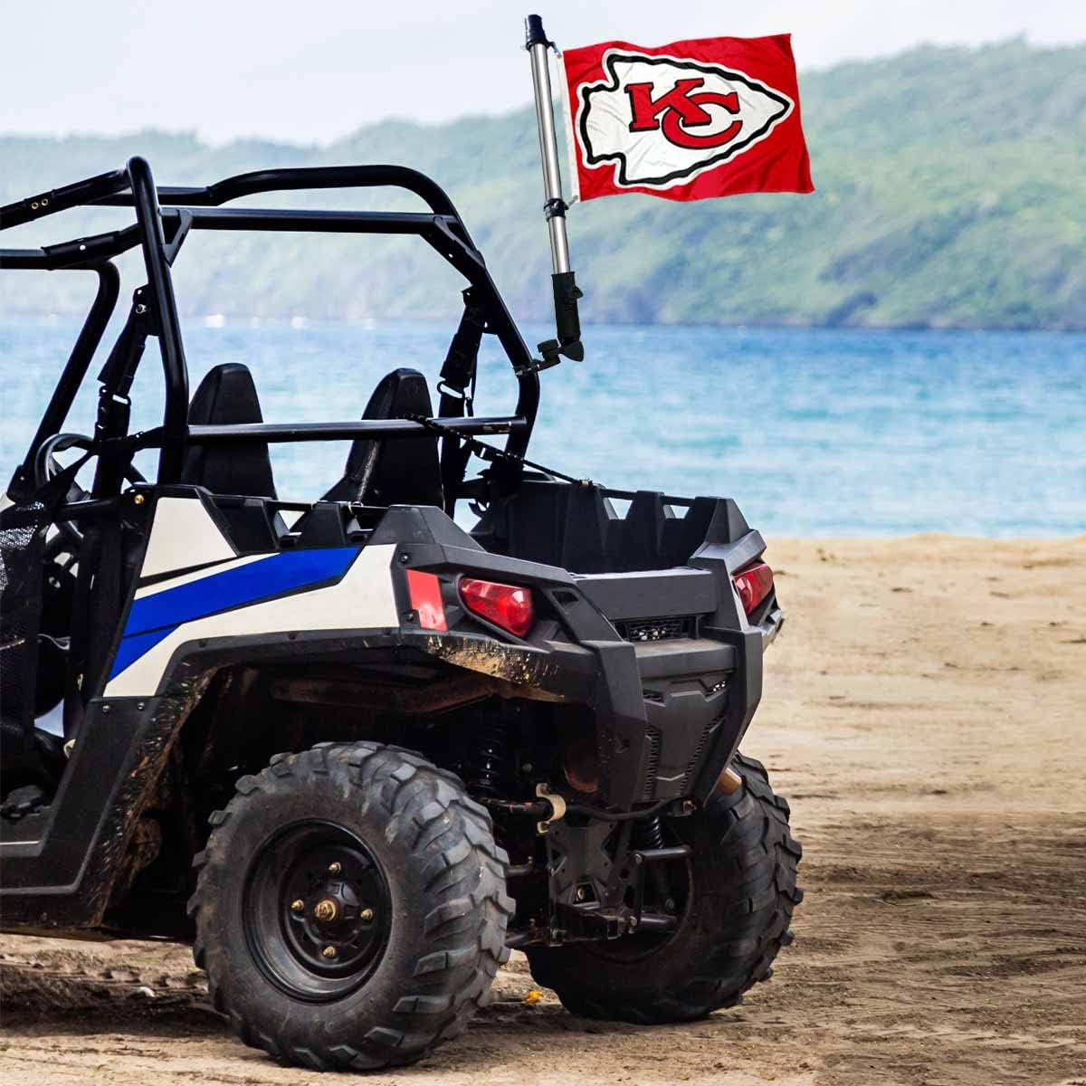 Kansas City Chiefs Golf Cart Flag Pole and Holder Mounting Bracket