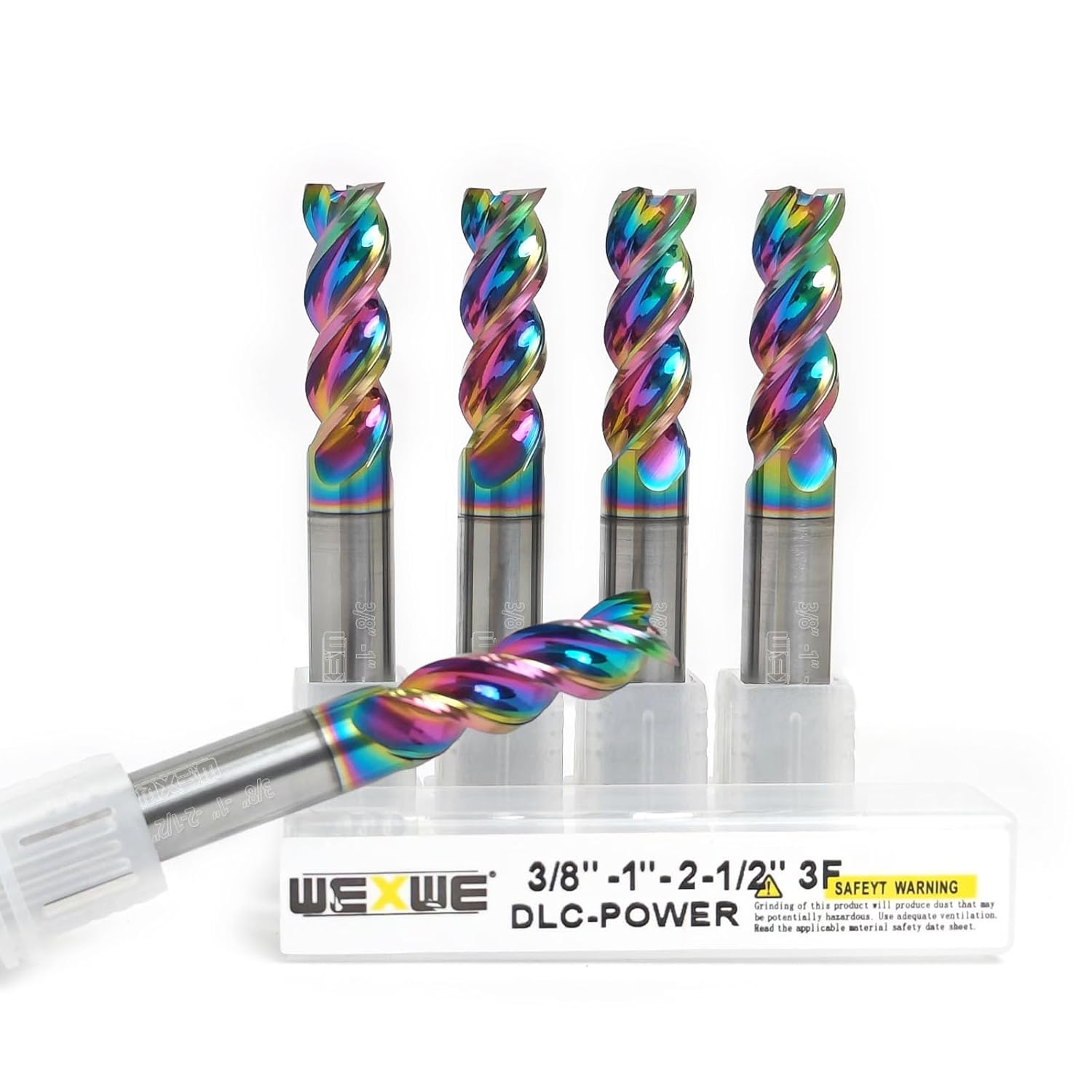 Tools Carbide End Mills,DLC Coating CNC Mill Bits for Aluminum, Composite Materials, 3 Flute, 3/8 Shank(.375(3/8)", 5pcs)