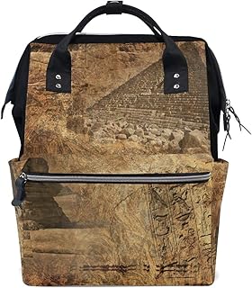 Zaino casual da donna Vintage Art Egyptian Mysterious Pyramids Borsa da viaggio Wide Open Work Doctor Style Daypack Canvas per Zaino da donna