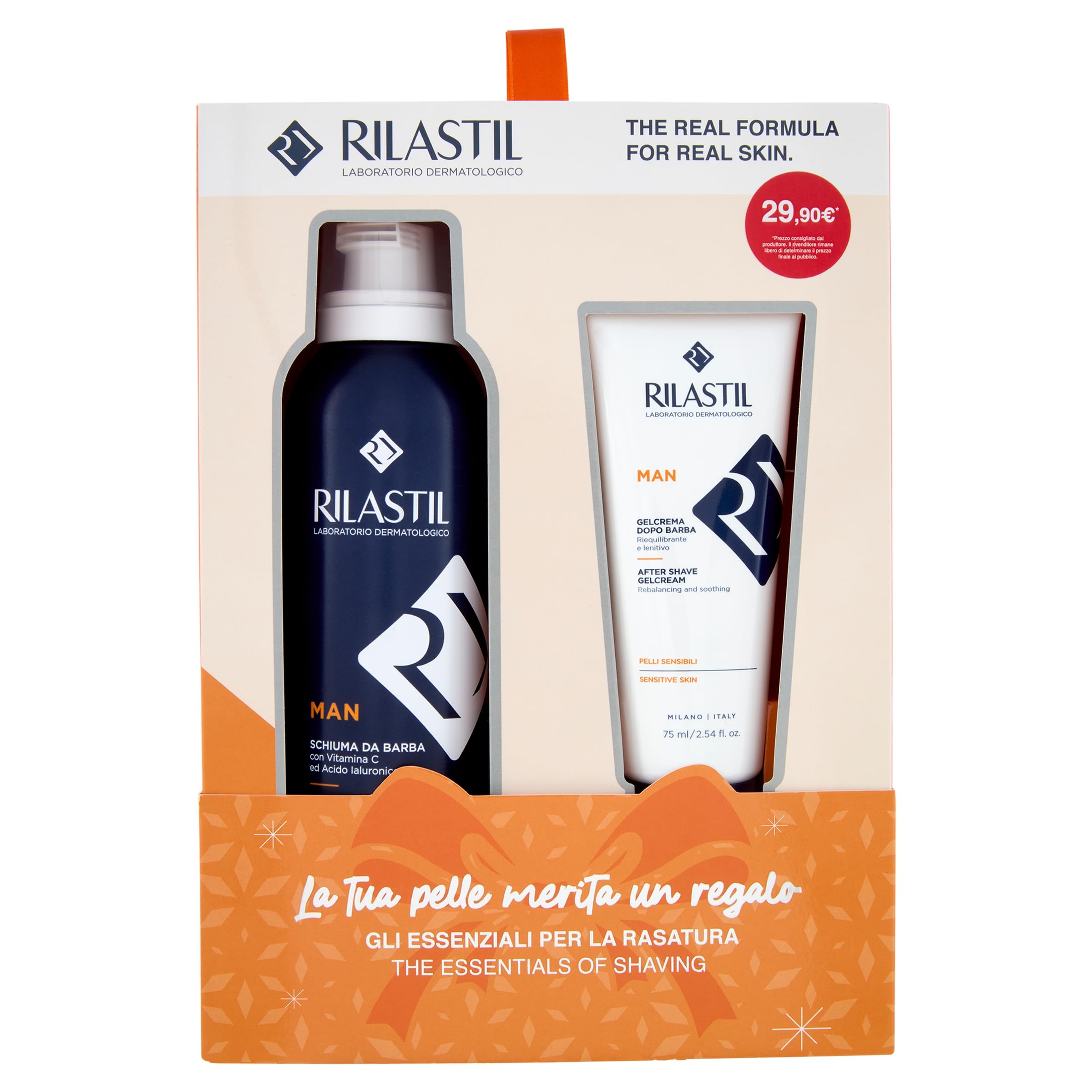 Rilastil Cofanetto Man, Schiuma da Barba e Gel Crema Barba, Cofanetto Regalo Uomo, per Pelle Sensibile