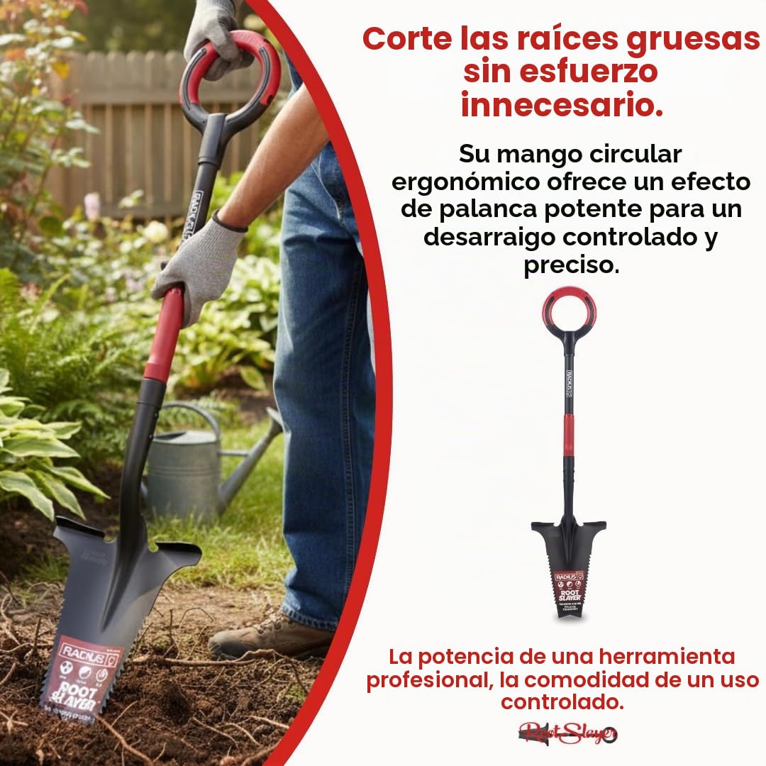 VENTEO Pala profesional multifunción RootSlayer | Pala de acero dientes gruñidos ergonómicos | Herramientas de jardín suelo mantenimiento al aire libre | Pala de corte raíz Profundidad | Trabajo Del
