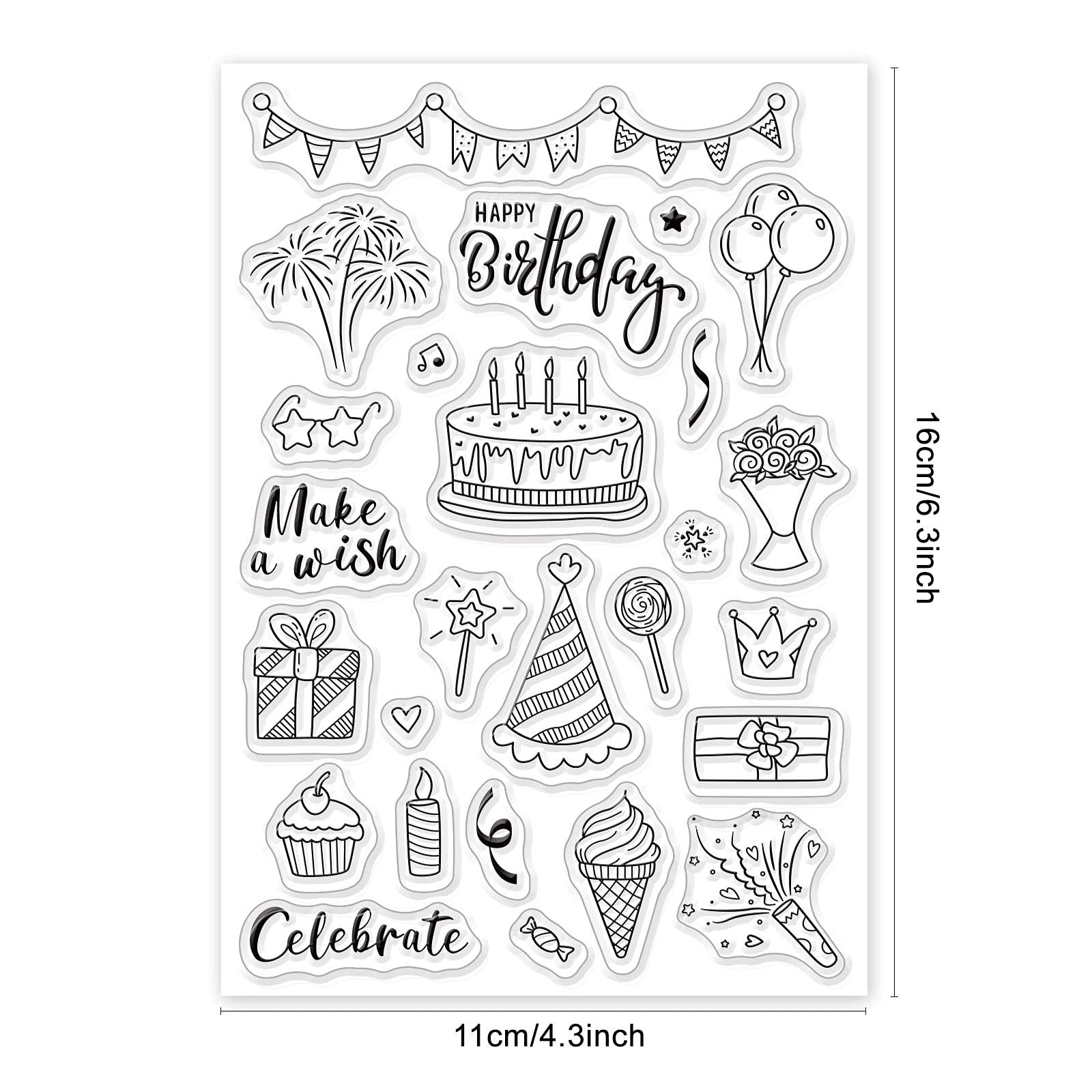 Tampons Silicone Anniversaire GLOBLELAND - Motifs Transparents Pour Scrapbooking