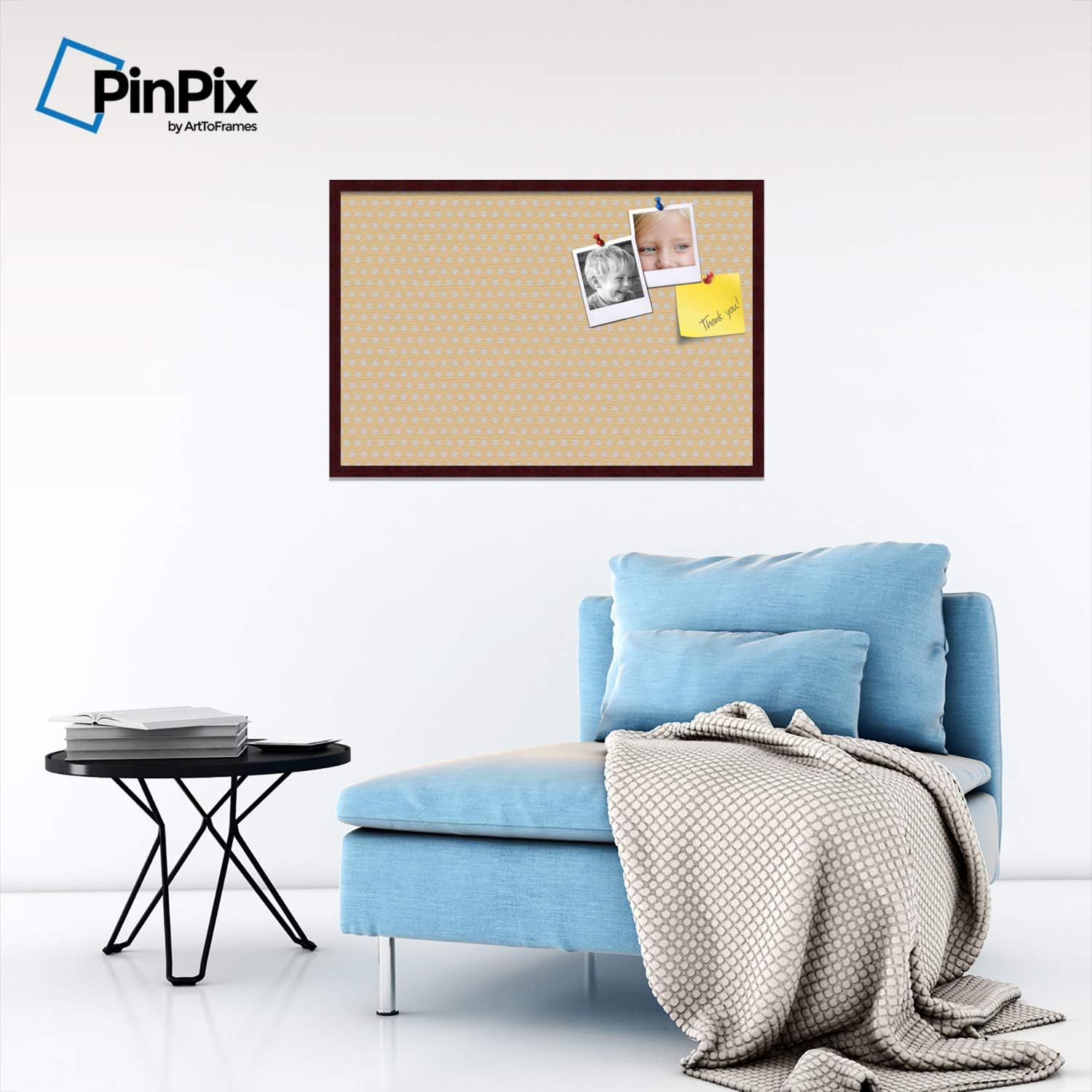ArtToFrames 36x24 Inch Custom Cork Bulletin Board. This Classic Patterns Pin Board Comes Has a Fabric Style Canvas Finish, in a Mahogany Frame (PinPix-266-36x24_FRBW26039)