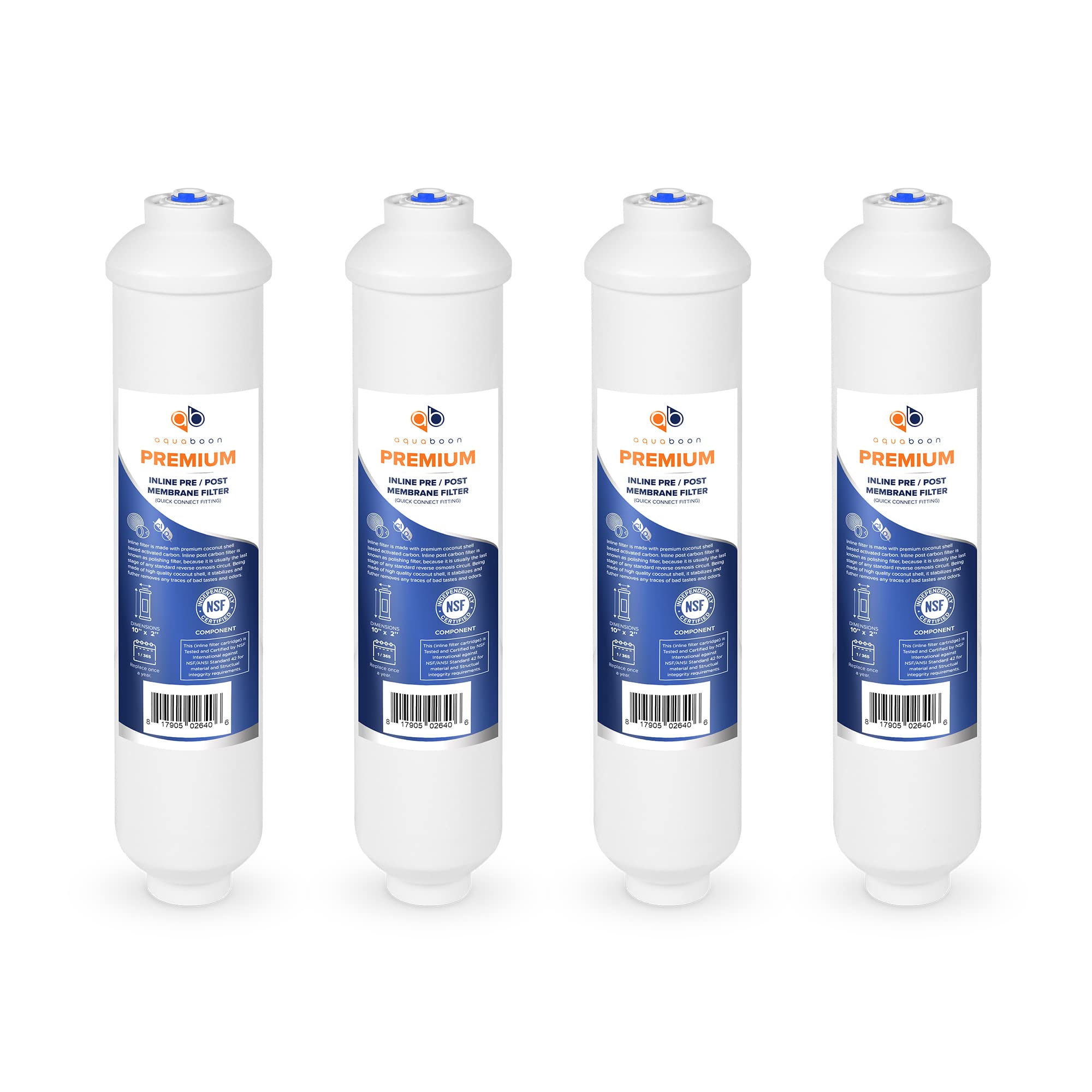 Aquaboon Filtro de agua de pulido de carbono para poste en línea de alta calidad para sistema de ósmosis inversa, tamaño estándar (ajuste de conexión rápida), filtro de agua RO de repuesto compatible