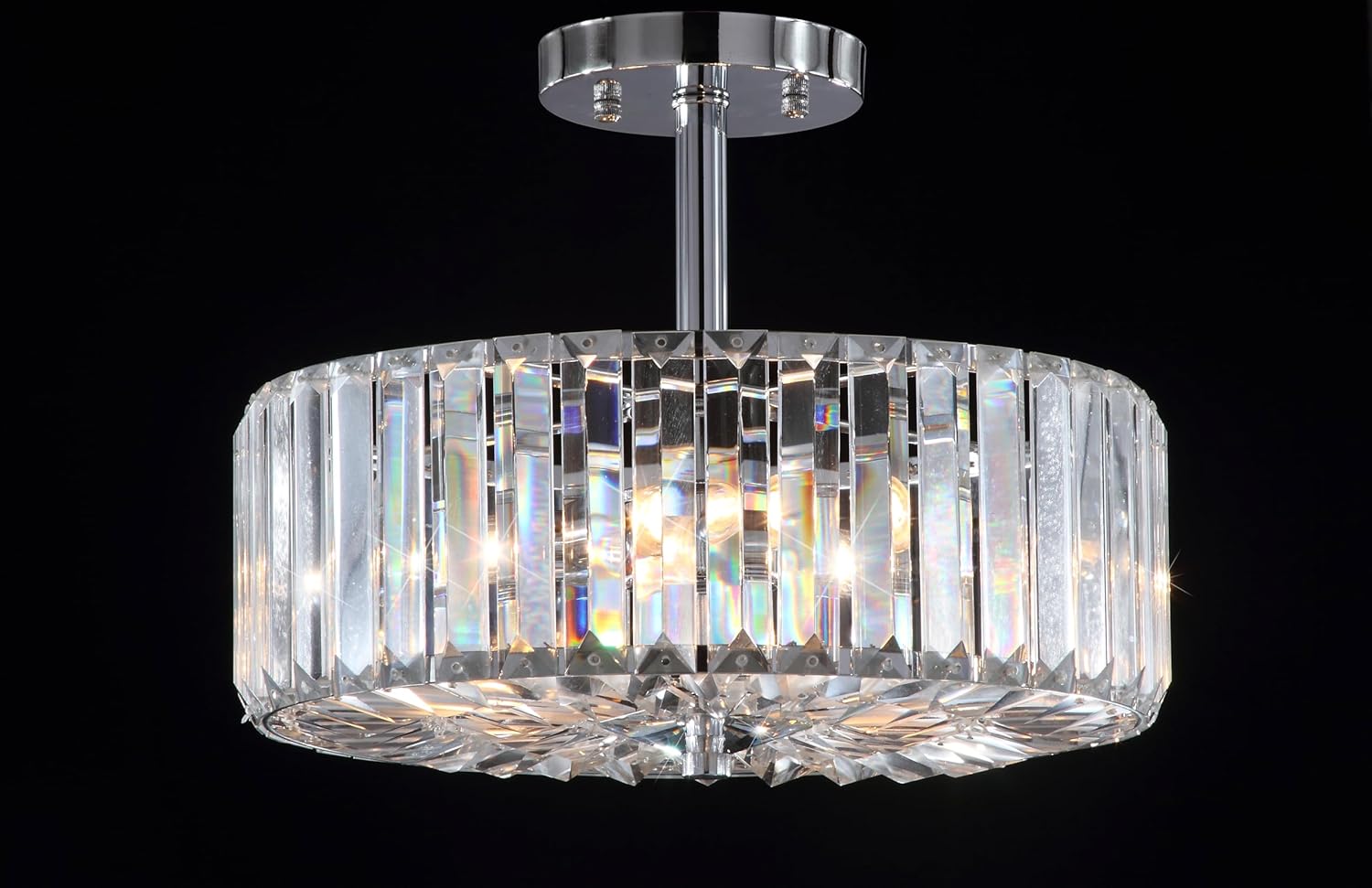 SAFAVIEH Lighting Collection Ariel Art Deco Modern Farmhouse Shabby Chic Chrome 14-inch Flush Mount Ceiling Light Fixture (LED Bulb Included)