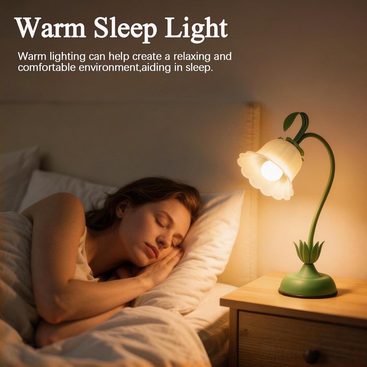 Tulip Flower Table Lamp, 3 Color Temperature Flexible Gooseneck Cute Small Desk Lamp for Bedroom, Vintage Nightstand Bedside Lamps for Living Room, Dorm, Office, Home Decor (Tulip Green)