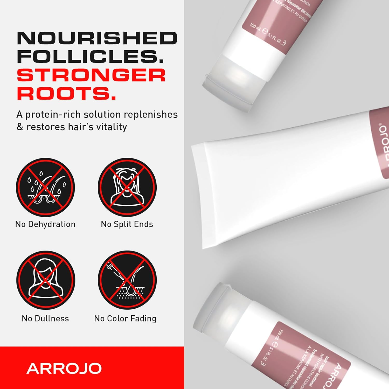 Arrojo Hair Repair Treatment, 5.1 fl oz – Cruelty-Free, Paraben-Free Sulfate-Free Hair Conditioner Mask with Keratin, Avocado & Coconut Oil – Ideal for Dry, Damage & Color-Treated Locks - Image 3