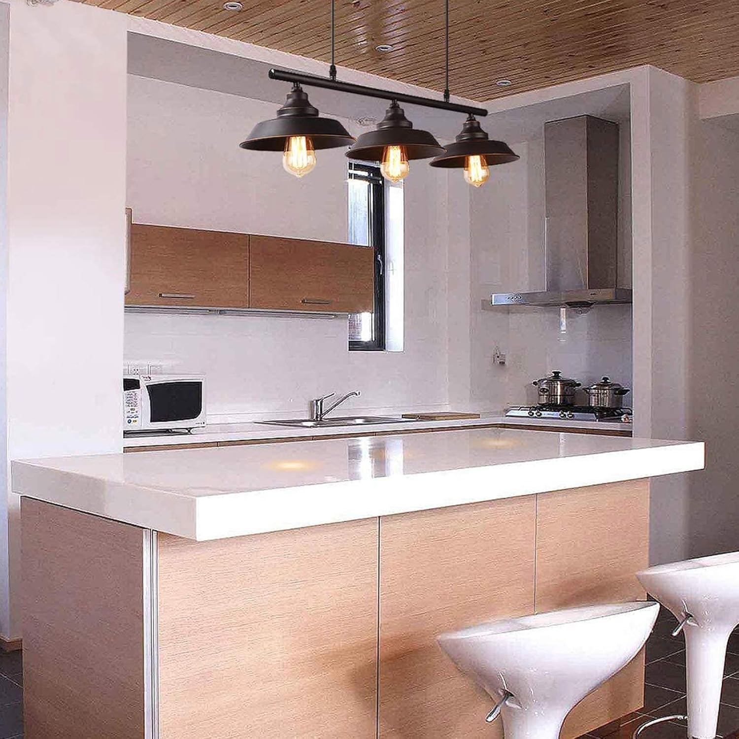 Bеѕt Dеаl Prоduсt Black Pendant Lighting Kitchen Island Light Baking Paint Finish with Highlights Rustic Lighting Modern Industrial Chandelier