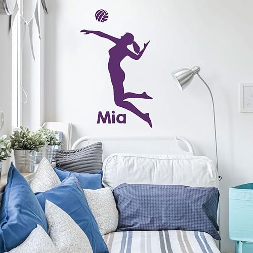 Miniatura 5 de Calcomanía de pared personalizada de jugador de voleibol para mujer, decoración de vinilo para dormitorio o sala de juegos, decoración deportiva,