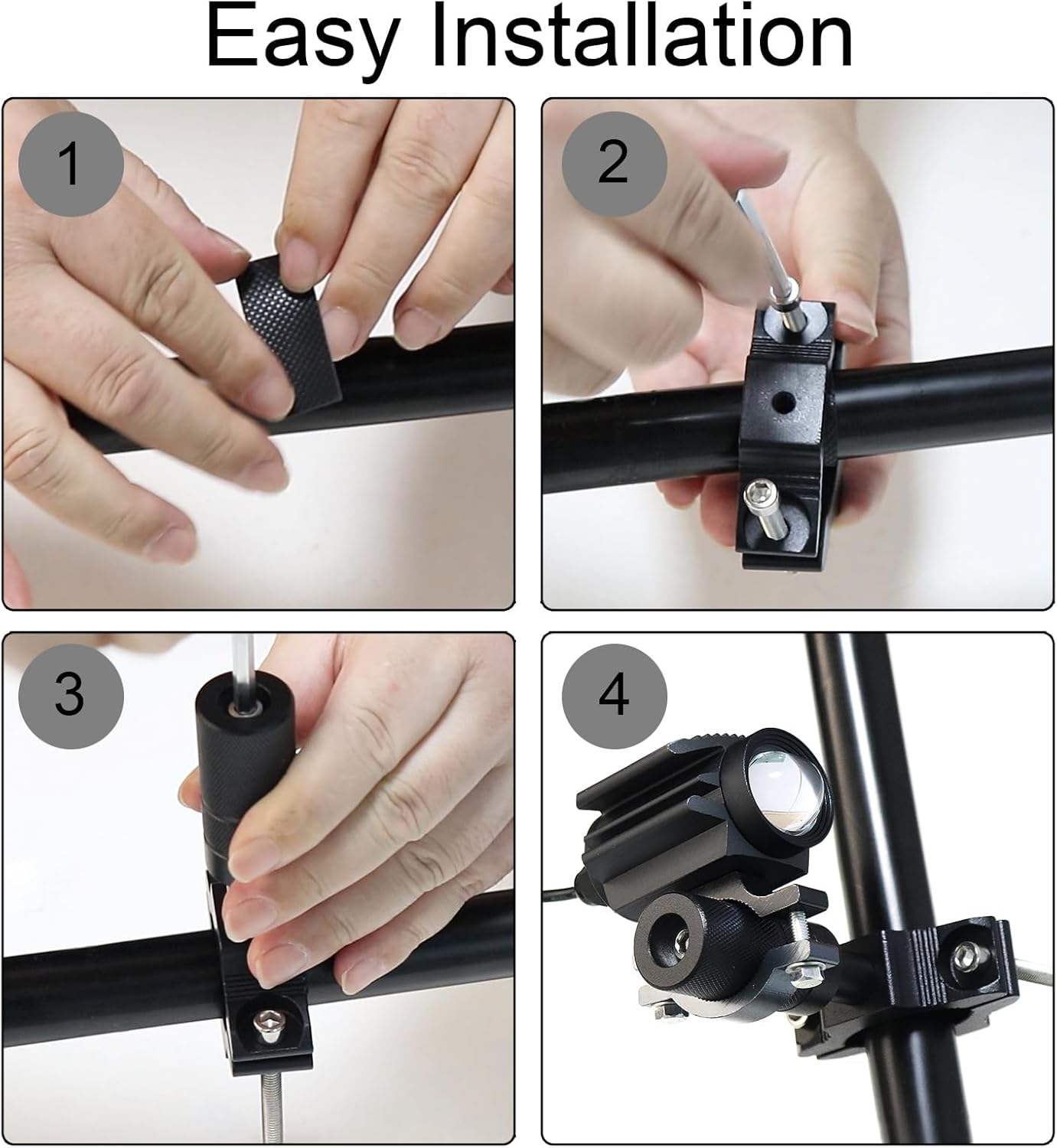 Windance 2PCS Motorcycle LED Headlight,4 Modes Hi/Lo Beam Yellow White 6500K waterproof Aux Spotlight for Tractor Truck/ATV UTV SUV/Boat 9V-85V (Black2pcs+Bracket)