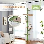 PAWZ Road Arbre à Chats, Tour à Chats Cactus de Plafond à Plancher avec Hauteur Ajustable de 95 à 108 po, Tour d'Escalade pour Chats à 5 Niveaux avec Hamac Confortable, Plates-formes et Balles Suspendues pour Chats d'Intérieur