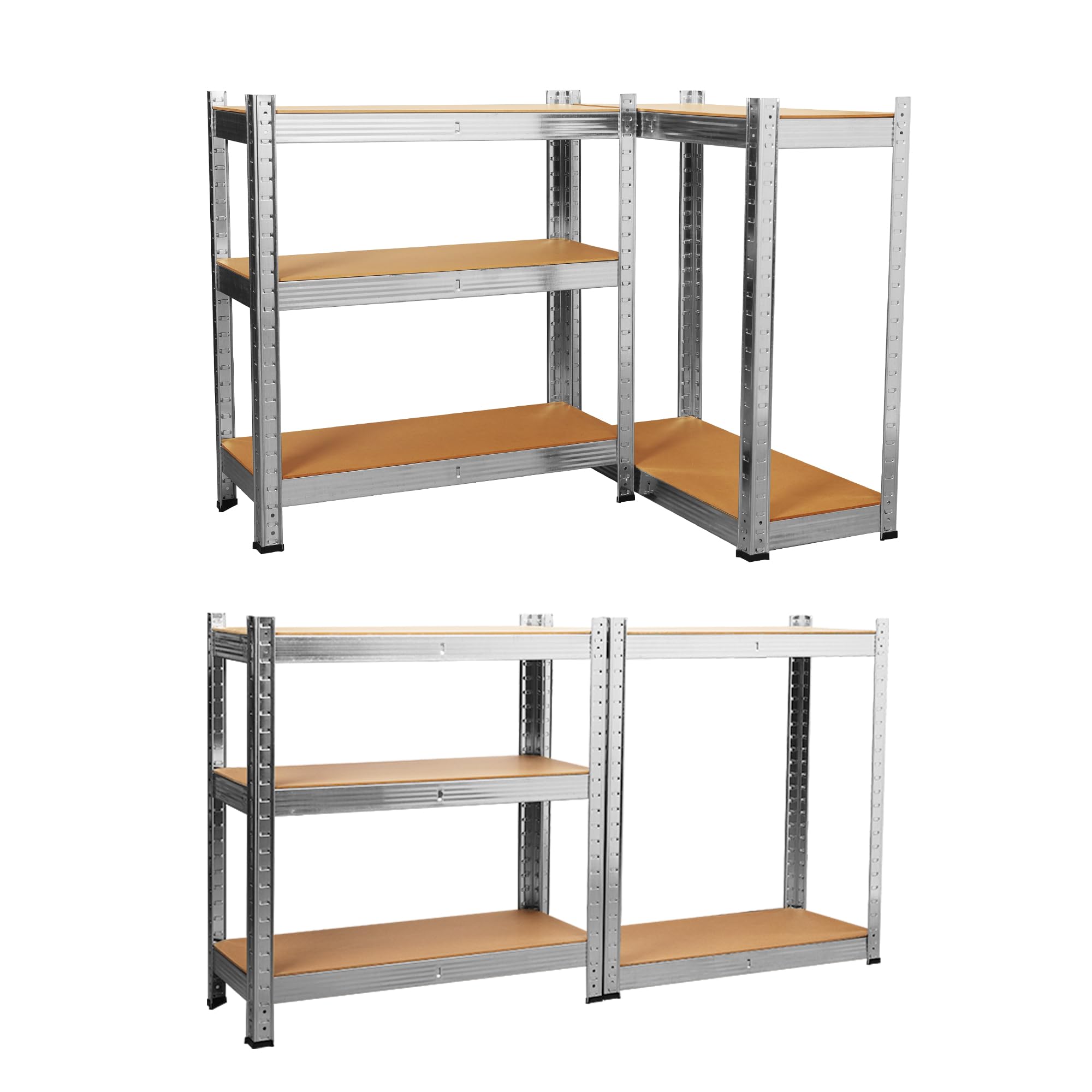 VOUNOT Schwerlastregal 2er Set, 180x90x40 Cm – 5 Verstellbare Böden, Max. 875 Kg Belastung – Inkl. 8 Haken
