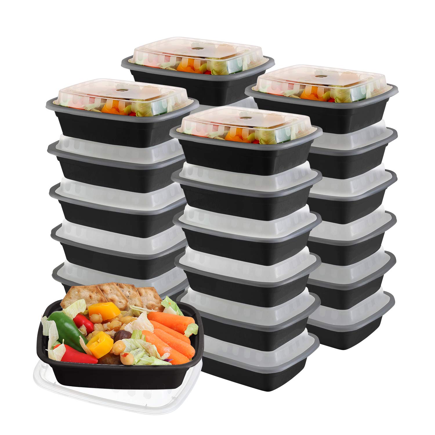 50-Pack meal prep Containers - Single 1 Compartment bowls with Lids Reusable food Storage Lunch Boxes – Bento Box, BPA-Free Food Grade – Microwave, Freezer & Dishwasher Safe – (12 oz)