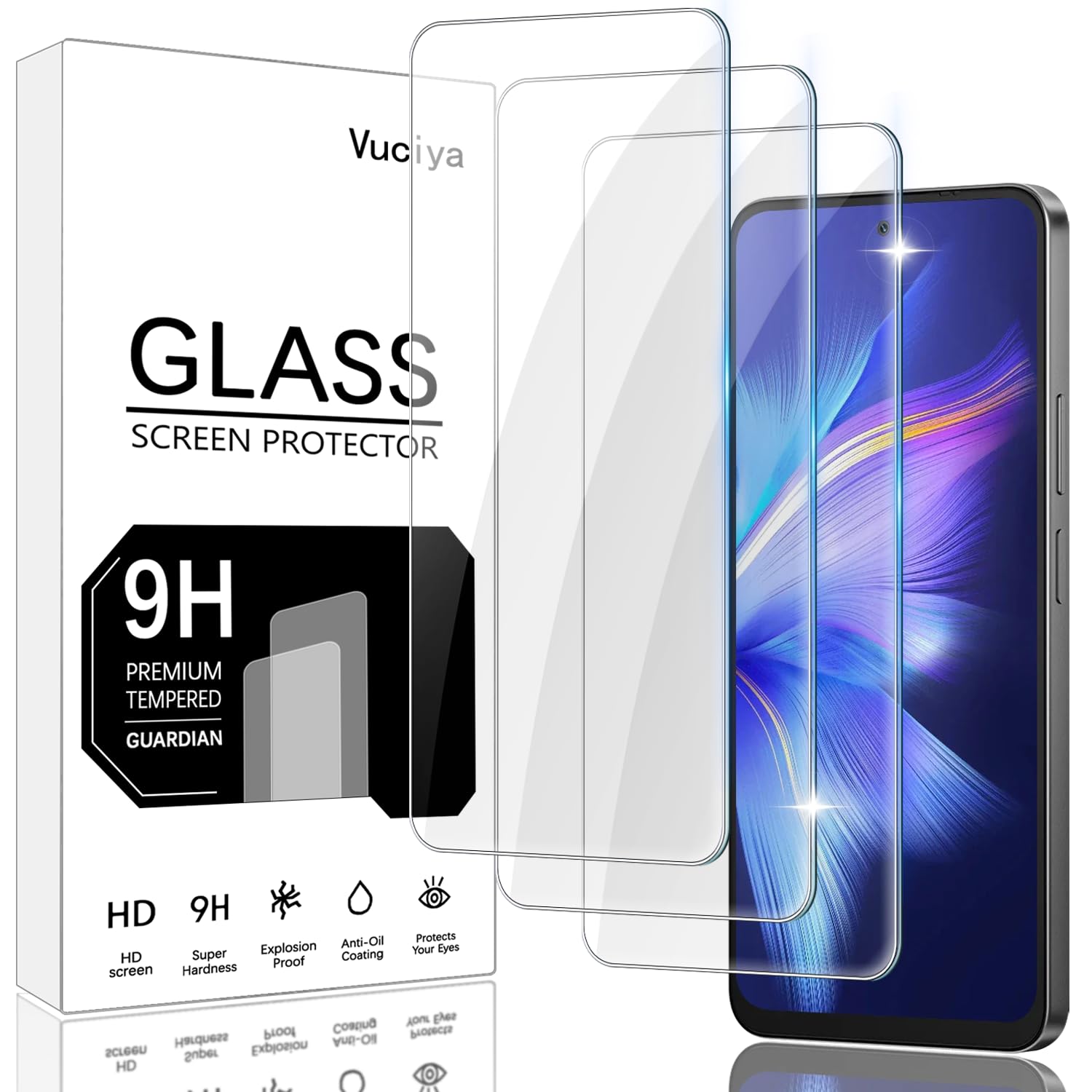 Vuciya Lot de 3 Verres Trempés pour Blackview Shark 9 5G - Protection Écran HD 9H