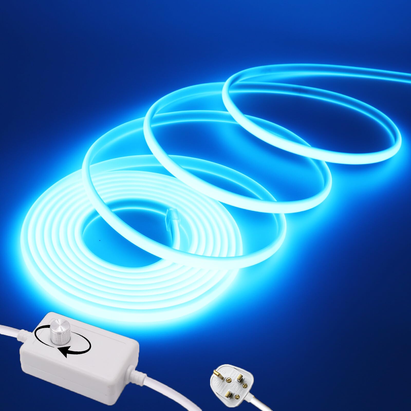 Wisada Dimmable Flexible COB LED Strip CRI90+[14M,Ice Blue], 288 LEDs/m Cuttable FCOB LED Neon Strip Rope Light, AC220-240V, DIY Design, IP65 Waterproof Home & Shop Decorative Lighting Fairy Lights