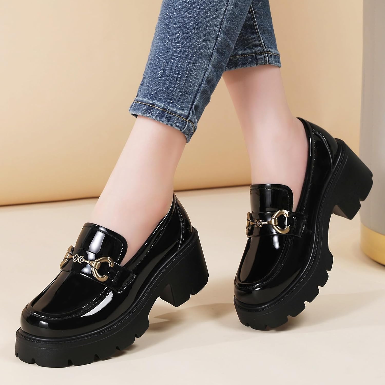 Platform Loafers for Women Comfort Womens Loafers Chunky Heel Penny Loafer Heels Business Casual Comfortable Dressy Slip Ons Work Office Women's Shoes - Image 9