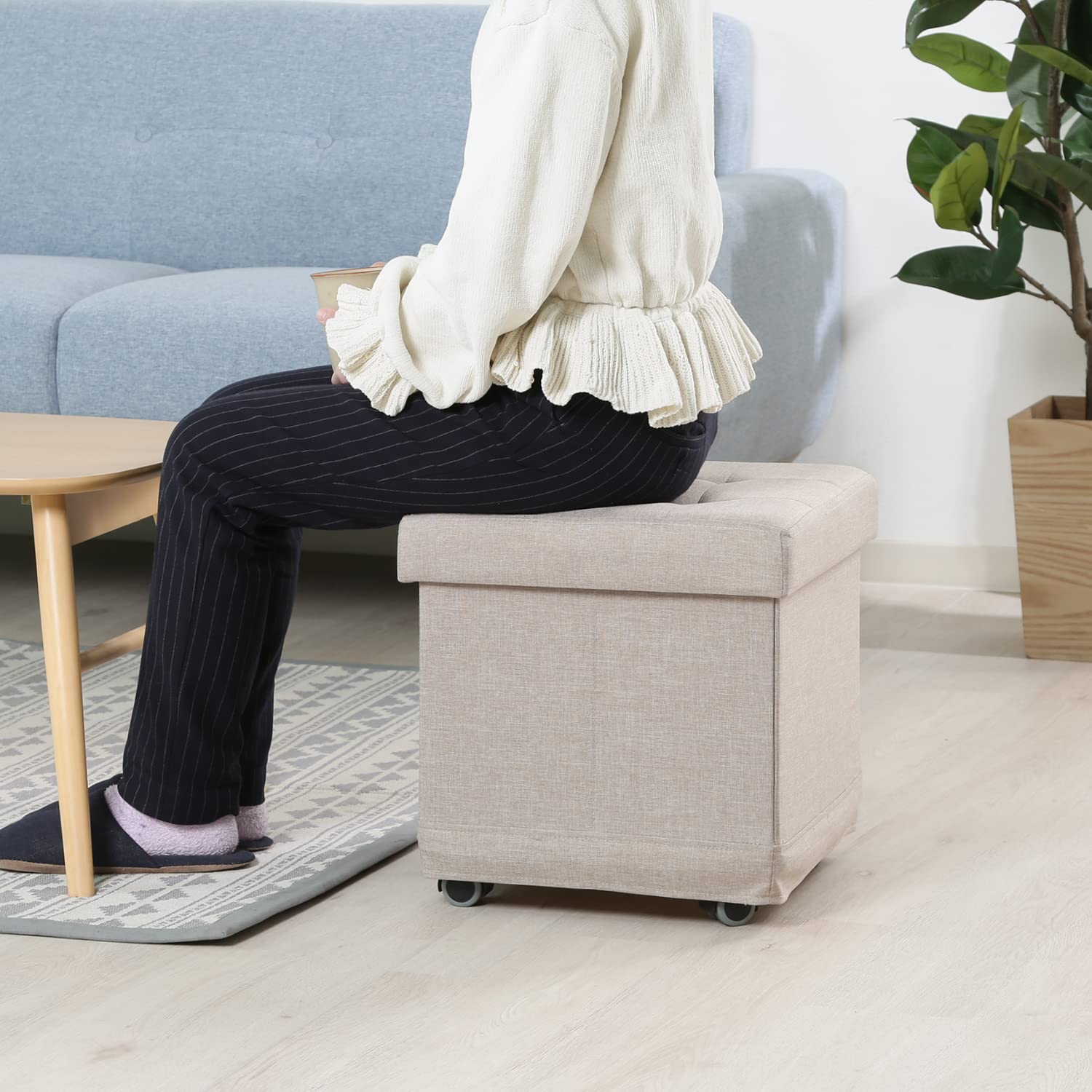 Amazon.co.jp: 不二貿易 収納スツール キャスター付き 椅子 折りたたみ