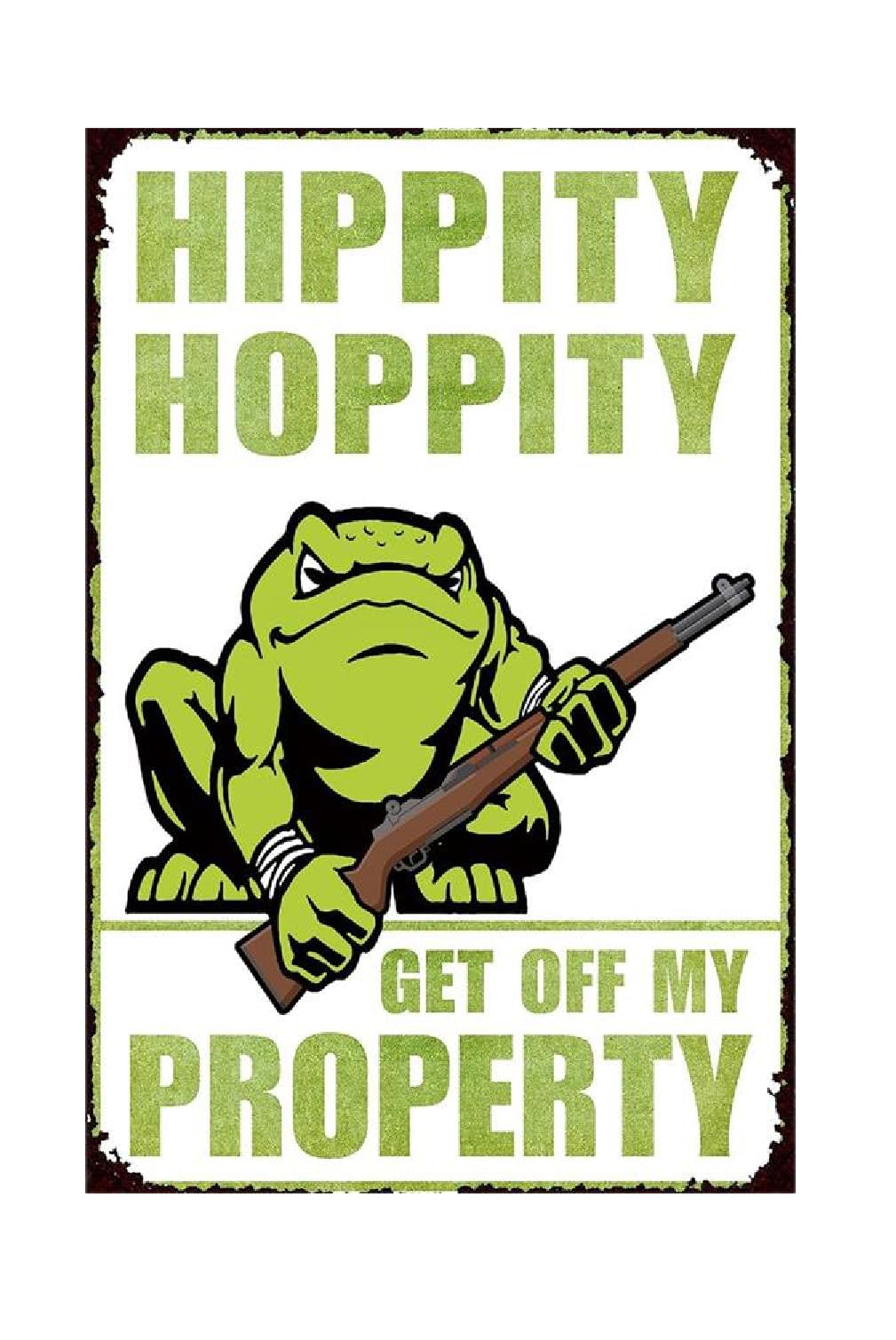 Funny No Trespassing Sign, Metal Warning Tin Signs, Hippity Hoppity Get Off My Property, Yard Sign Garage Farm Garden Wall Decor Sign Plaque Outdoor for Home Fence 8 X 12 Inches
