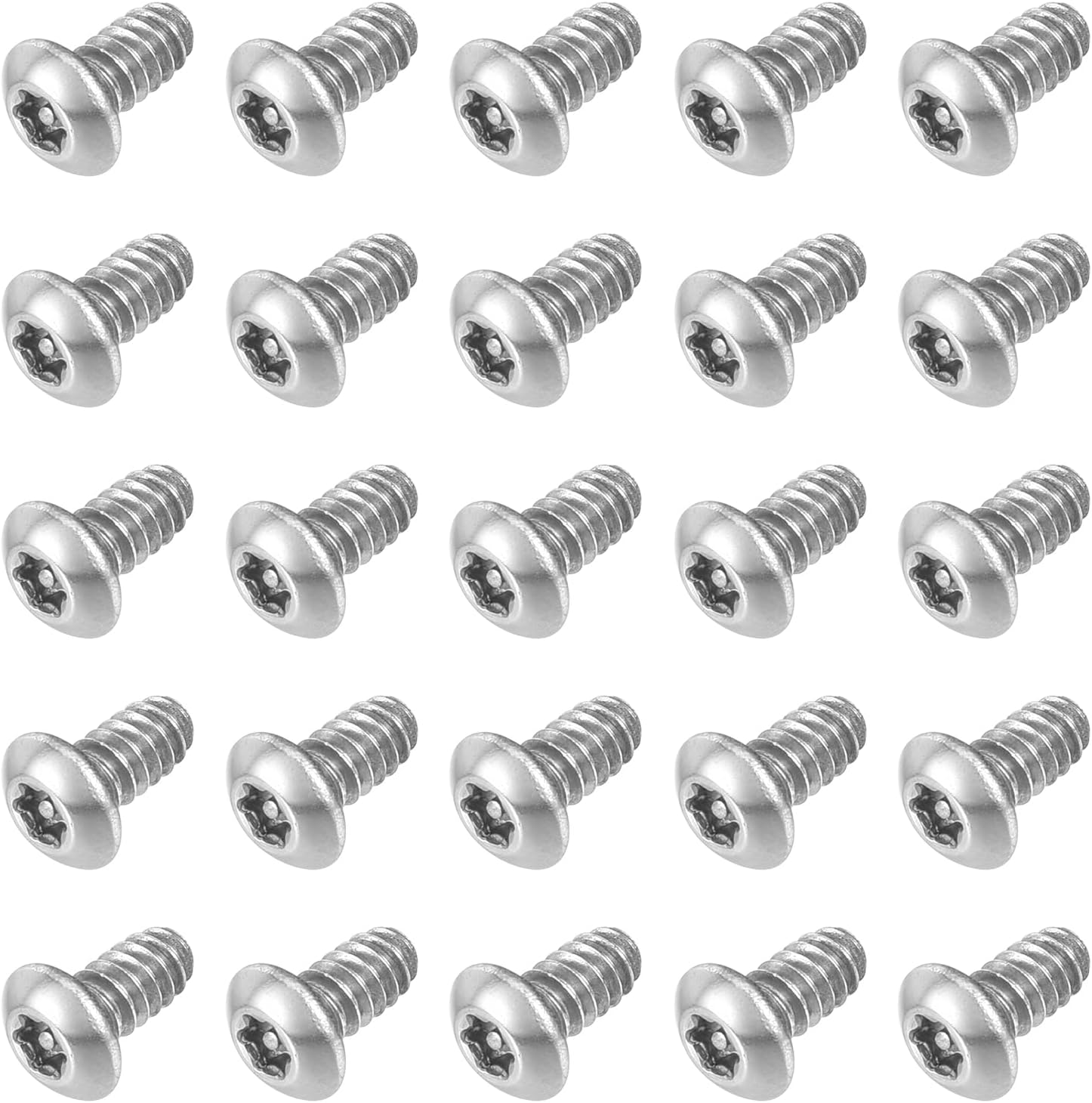 sourcing map 25Pcs #6-32 x 1/4" Torx Security Machine Screws, 304 Stainless Steel Button Head Screws Bolt Tamper Resistant for Anti-Theft Tamper Proof, Silver