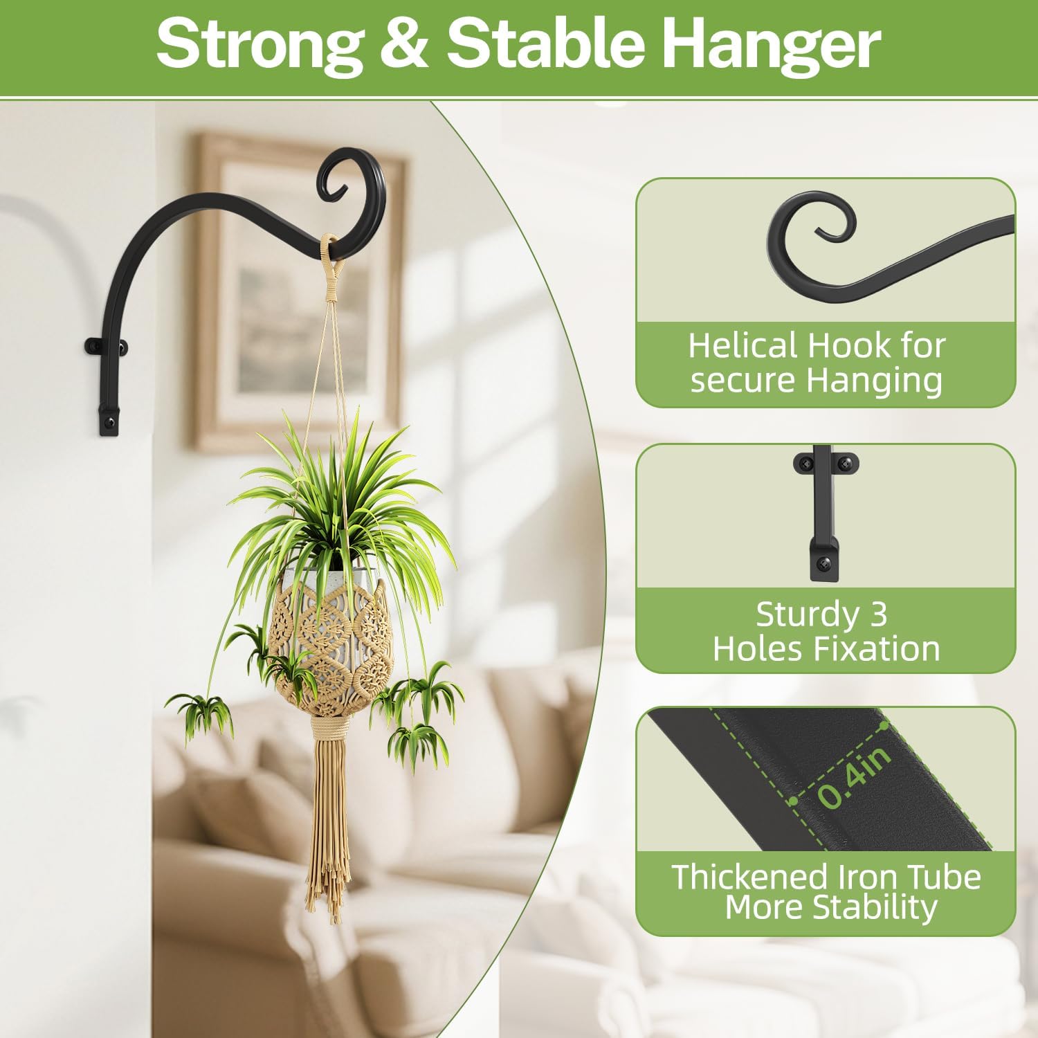 iDavosic.ly Wall Plant Stand Set of 3, Indoor Floating Decor, 11.8 Inch Heavy Duty Plant Hangers, Metal Wall Hooks Brackets for Garden Porch Patio, Space Saving Black (Pots/Chains/Plants Not Included)