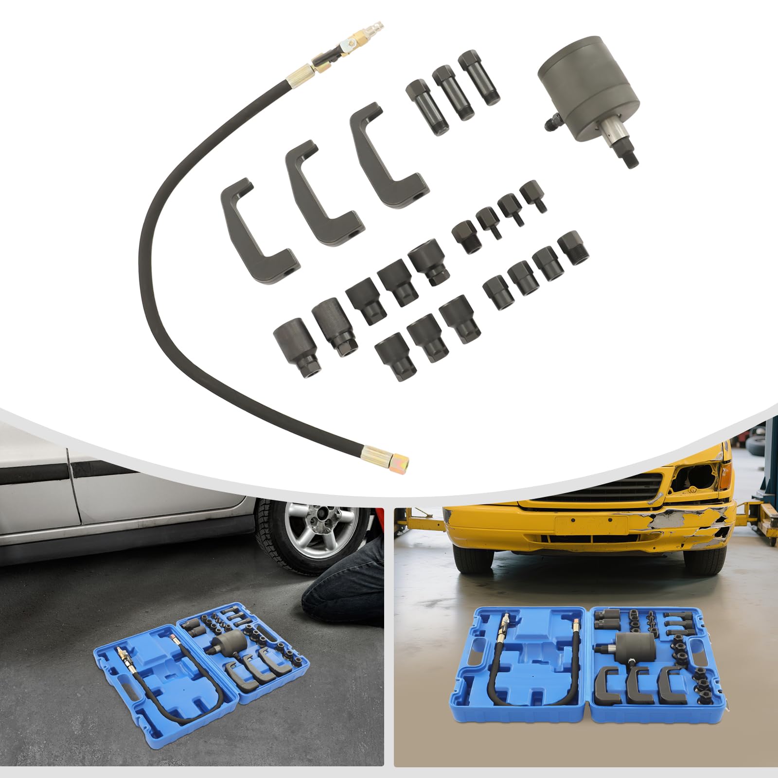 Estrattore iniettori diesel, 24 pezzi, blu, set pneumatico con martello pneumatico, per officina