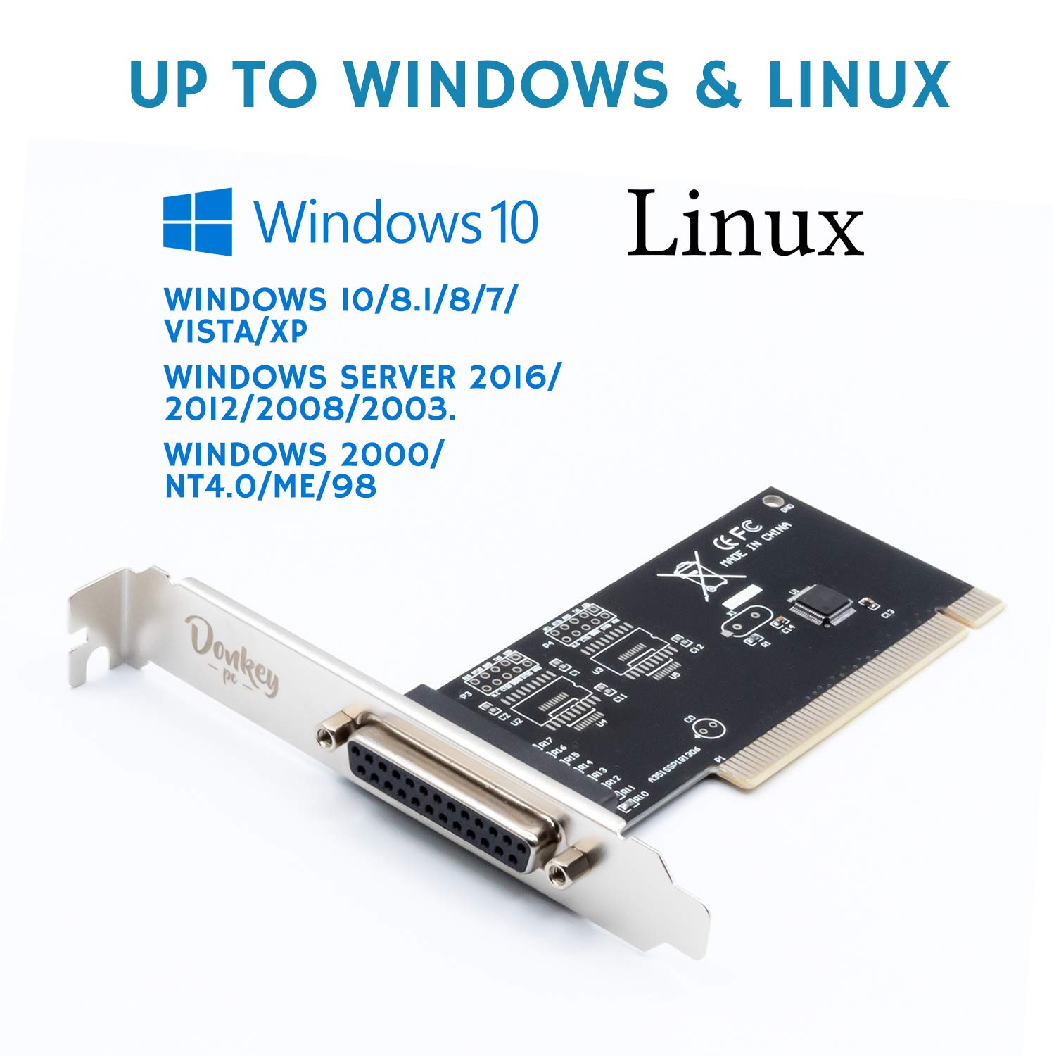 PCI Card 1 Parallel-Port Multi-Mode IEEE 1284 (SPP, PS2, EPP, ECP). Bis zu 1,5 Mbit/s. Kompatibel mit Linux und Windows. Low Peril Bracket inklusive.