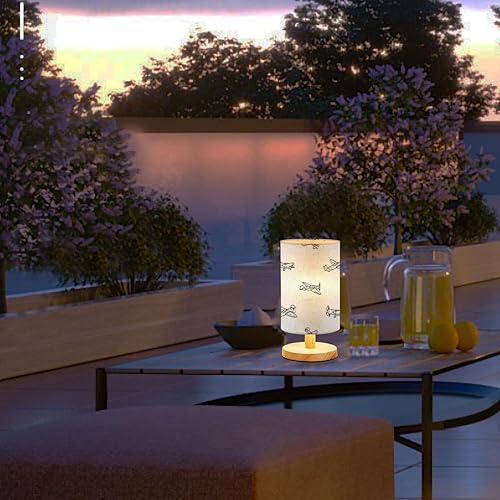 Miniatura 3 de Lámpara de noche para dormitorio, aviones para niños, diseño sin costuras, aviones divertidos, lámpara pequeña, lámpara de mesa de lino, lámpara de