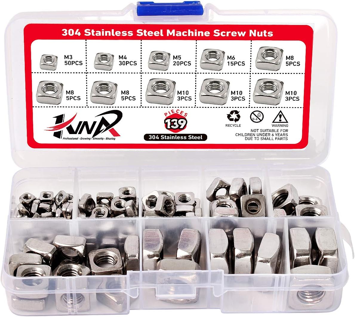 Flash Sale Buy 1 get 1 304 Stainless Steel Machine Square Screw Nuts 304 Square Nuts M3 M4 M5 M6 M8 M10 Metric Assortment Kit Nut 139Pcs Best Deal 304 Stainless Steel Machine Square Screw Nuts 304 Square Nuts M3 M4 M5 M6 M8 M10 Metric Assortment Kit Nut 139Pcs