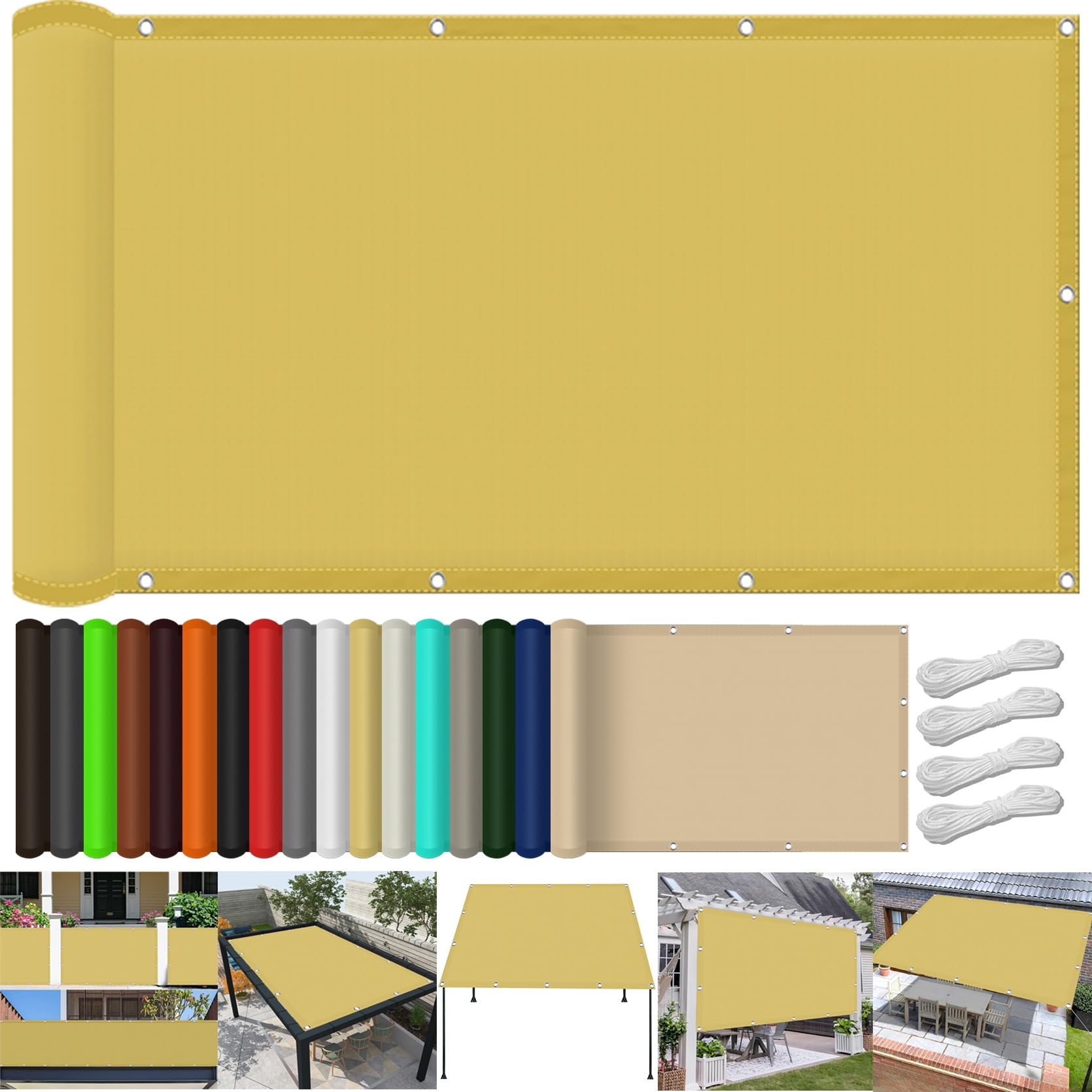 Filet d'ombrage imperméable 5x6.8m crème en tissu PES anti UV