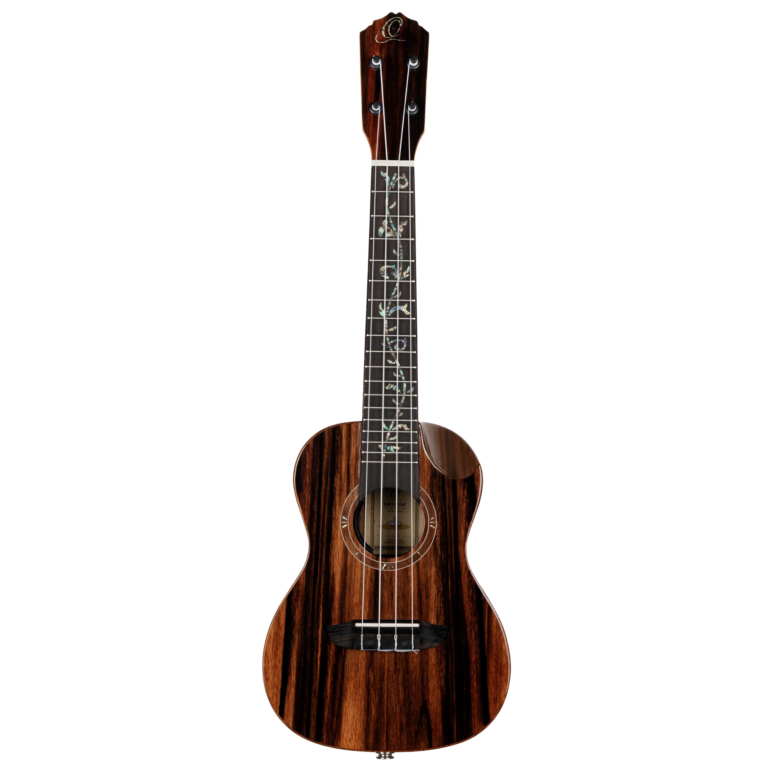Ortega Guitars Ukulélé Concert Électro-Acoustique – Série Elite – Housse Incluse – Ebène, Naturel (RUET-EB)