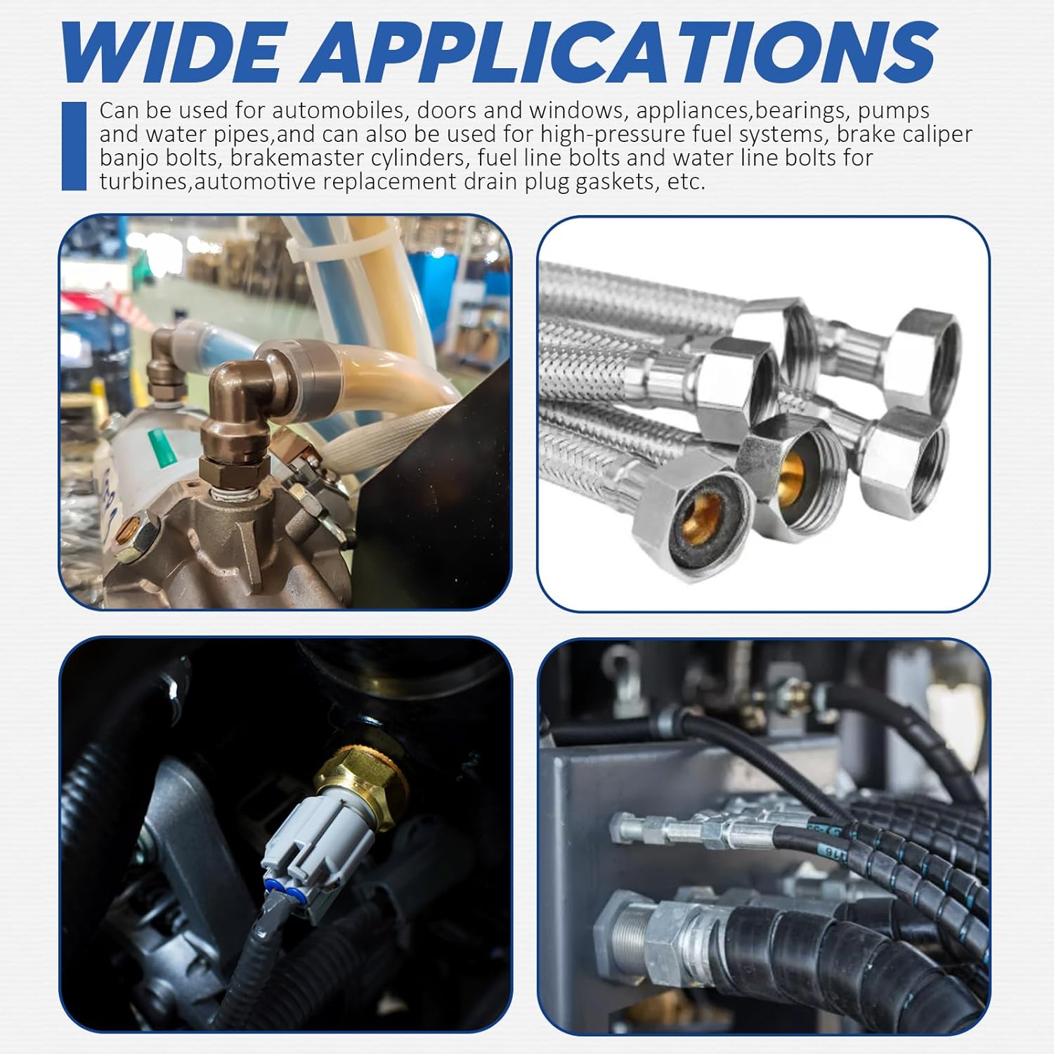 Glarks 145Pcs Sealing Gasket Kit NBR Metric Metal Oil Drain Plug Gasket Assortment Kit Bonded Seal Washer Combination Oil Sealing O-Ring Fit 12 Sizes M6 M8 M10 M12 M14 M16 M18 M20 M22 M24 M27 M30