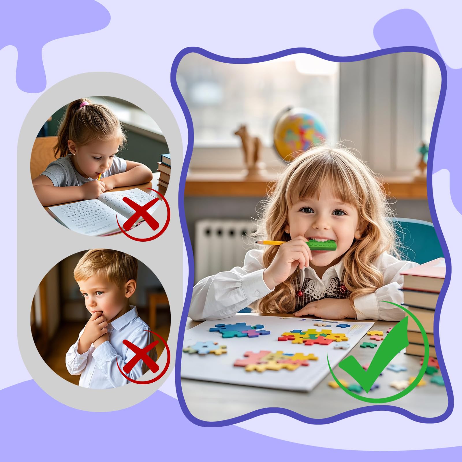 RUIOMII 8 Packs Silicone Pencil Toppers Sensory Chew Topper for Autistic ADHD, Oral Motor Children Adult, color 1 - Image 4